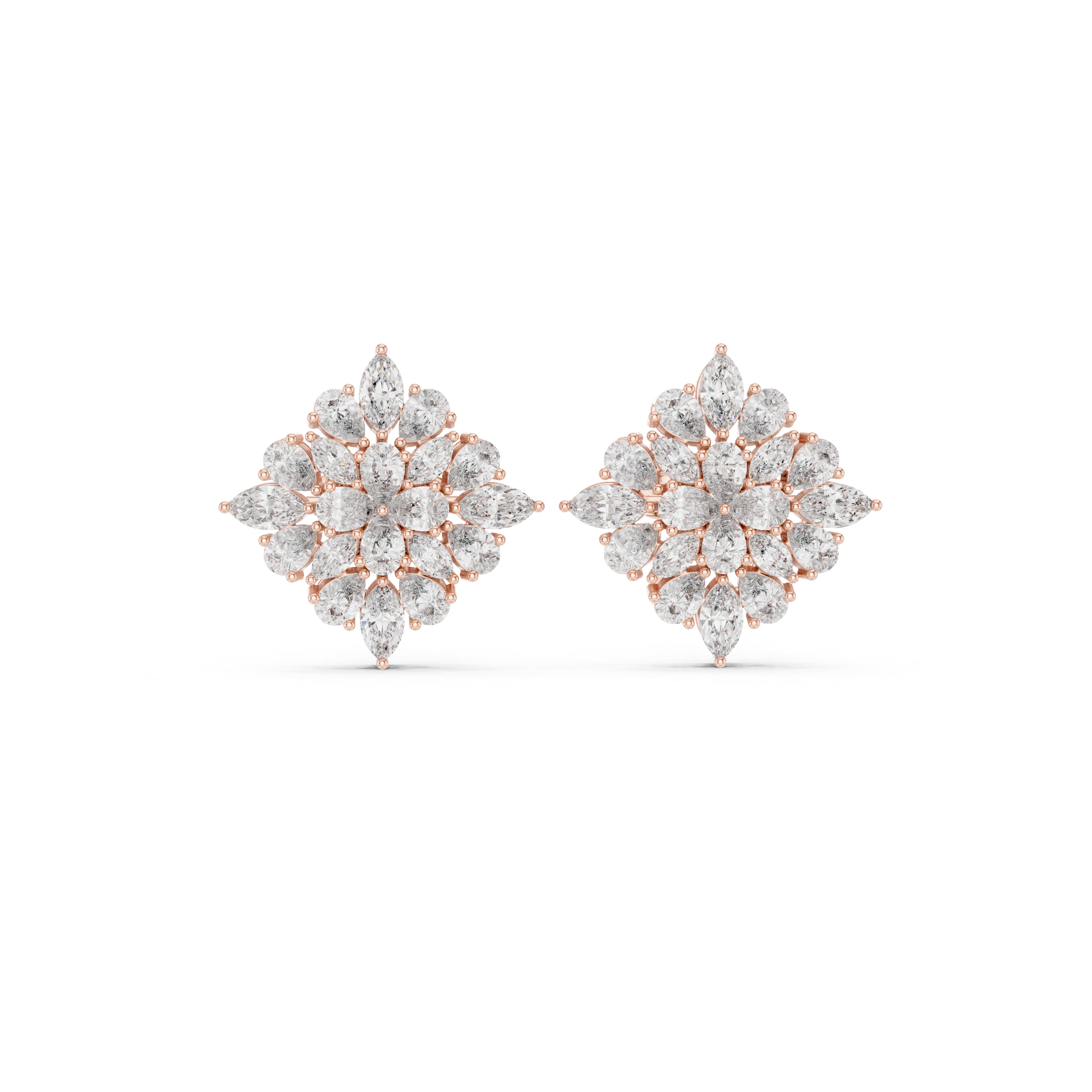 1.62ct Natural Diamond Stud Earrings – Dual Cut Pear & Marquise GH/VS