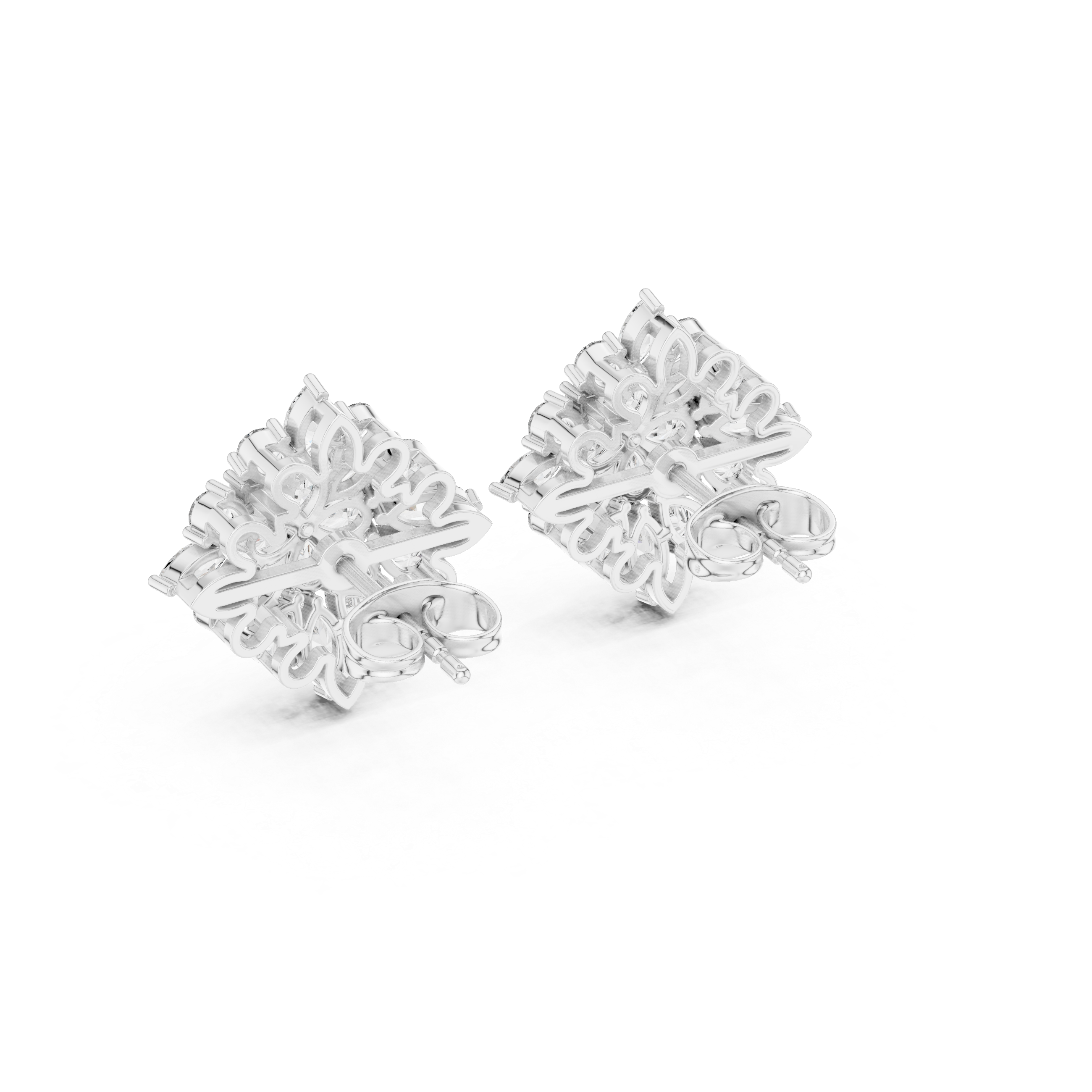 1.62ct Natural Diamond Stud Earrings – Dual Cut Pear & Marquise GH/VS