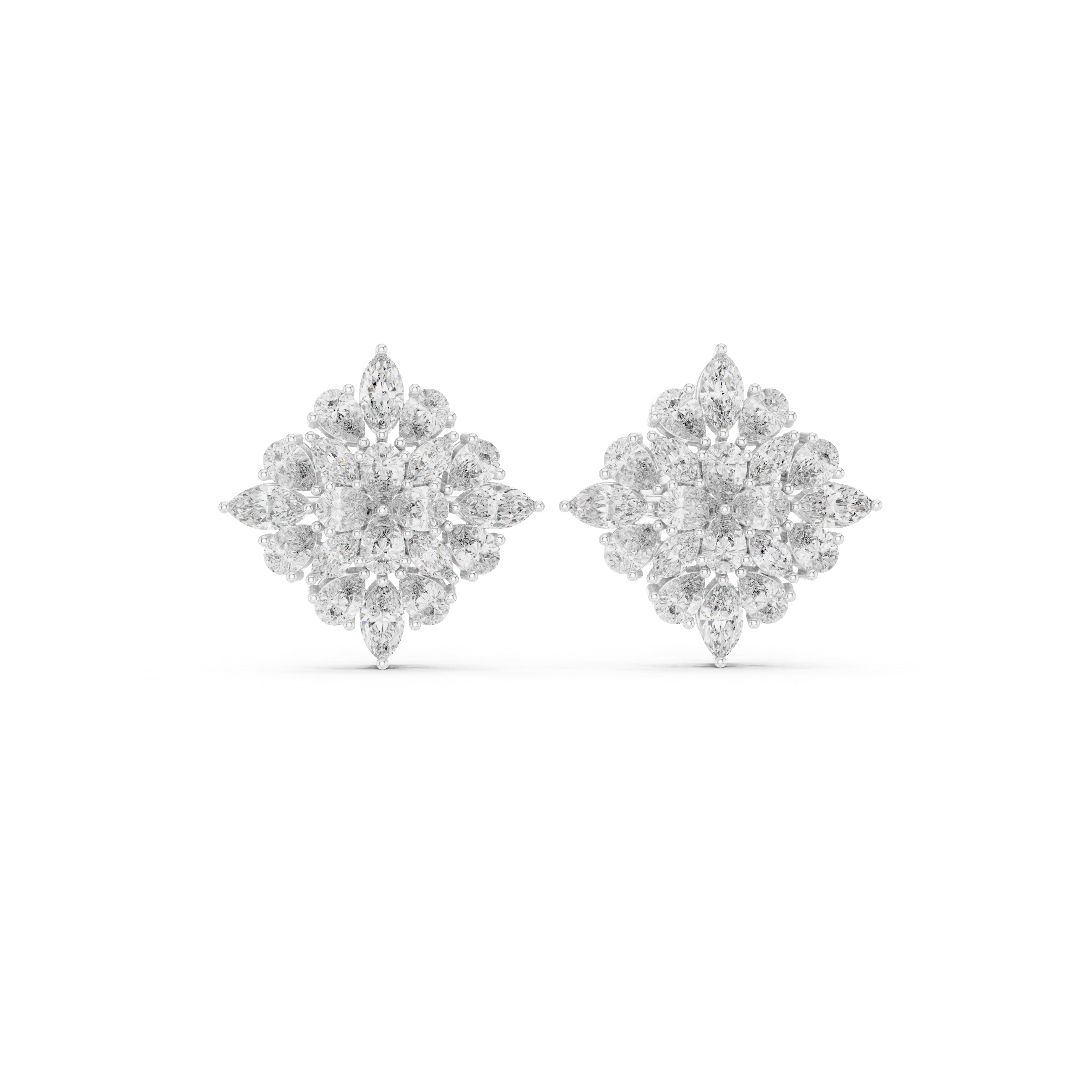 1.62ct Natural Diamond Stud Earrings – Dual Cut Pear & Marquise GH/VS