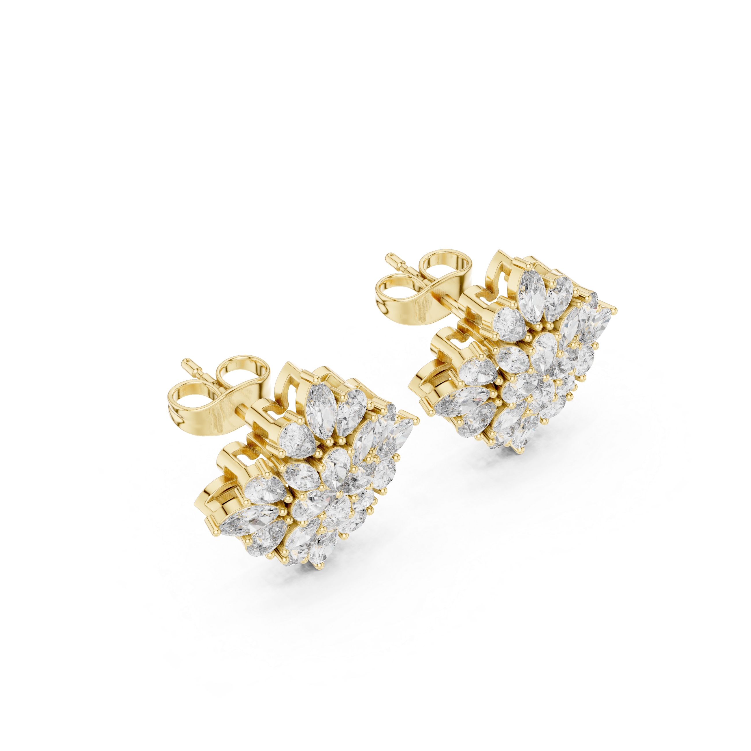 1.62ct Natural Diamond Stud Earrings – Dual Cut Pear & Marquise GH/VS