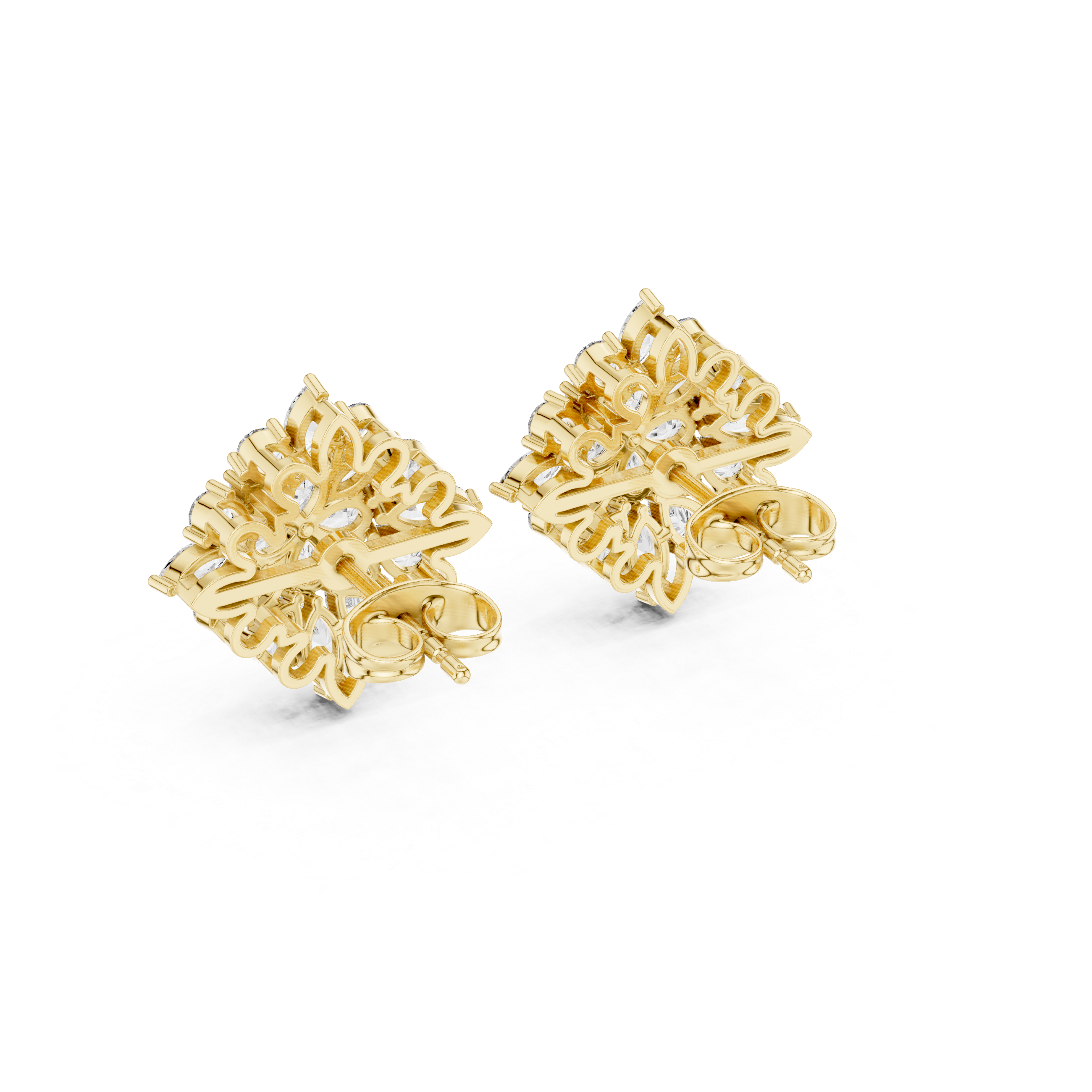 1.62ct Natural Diamond Stud Earrings – Dual Cut Pear & Marquise GH/VS