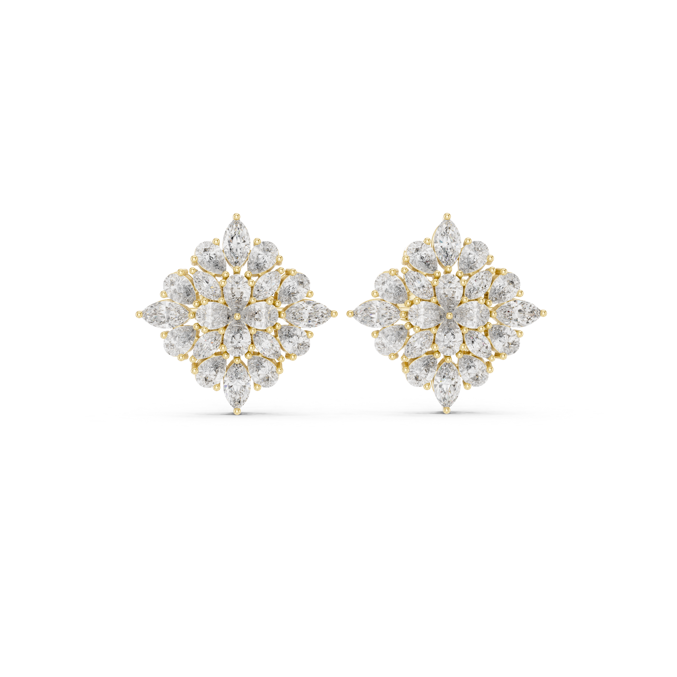 1.62ct Natural Diamond Stud Earrings – Dual Cut Pear & Marquise GH/VS