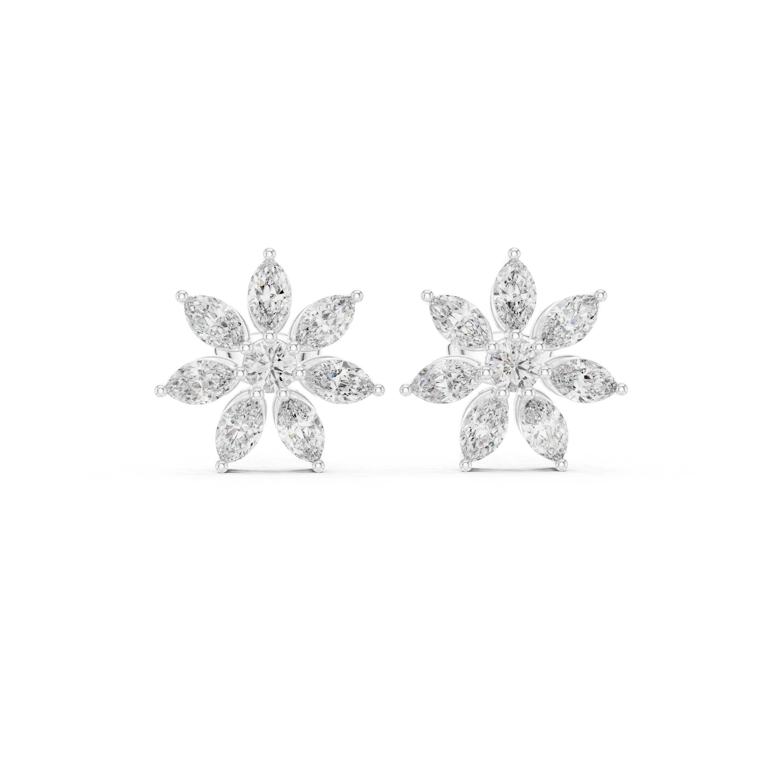 1.59ct Natural Diamond Stud Earrings – Dual Cut Round & Marquise GH/VS