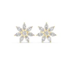 1.59ct Natural Diamond Stud Earrings – Dual Cut Round & Marquise GH/VS