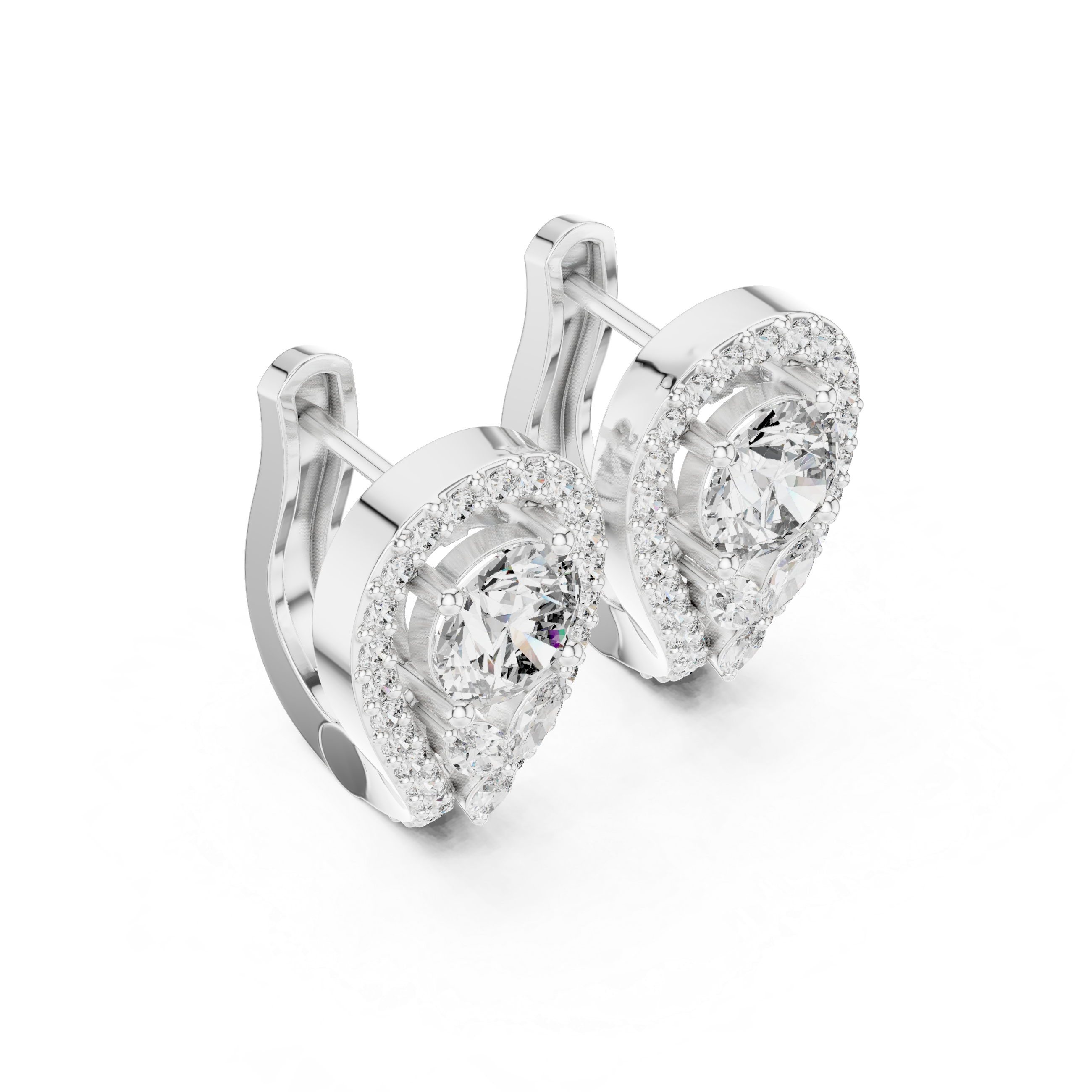 Marquise & Round Shape 1.476ct Natural Diamond Drop Earrings – I Color, SI1 Clarity