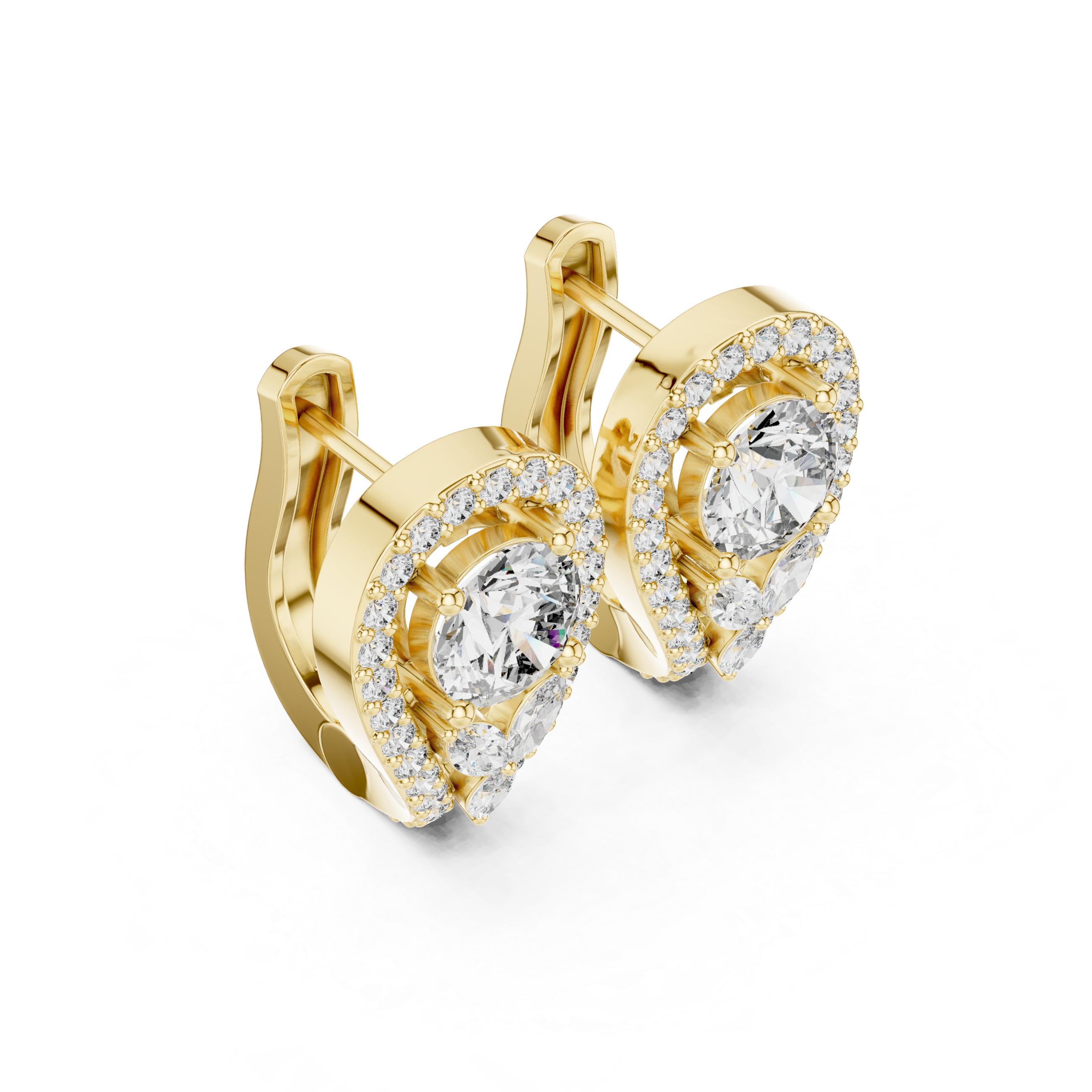 Marquise & Round Shape 1.476ct Natural Diamond Drop Earrings – I Color, SI1 Clarity