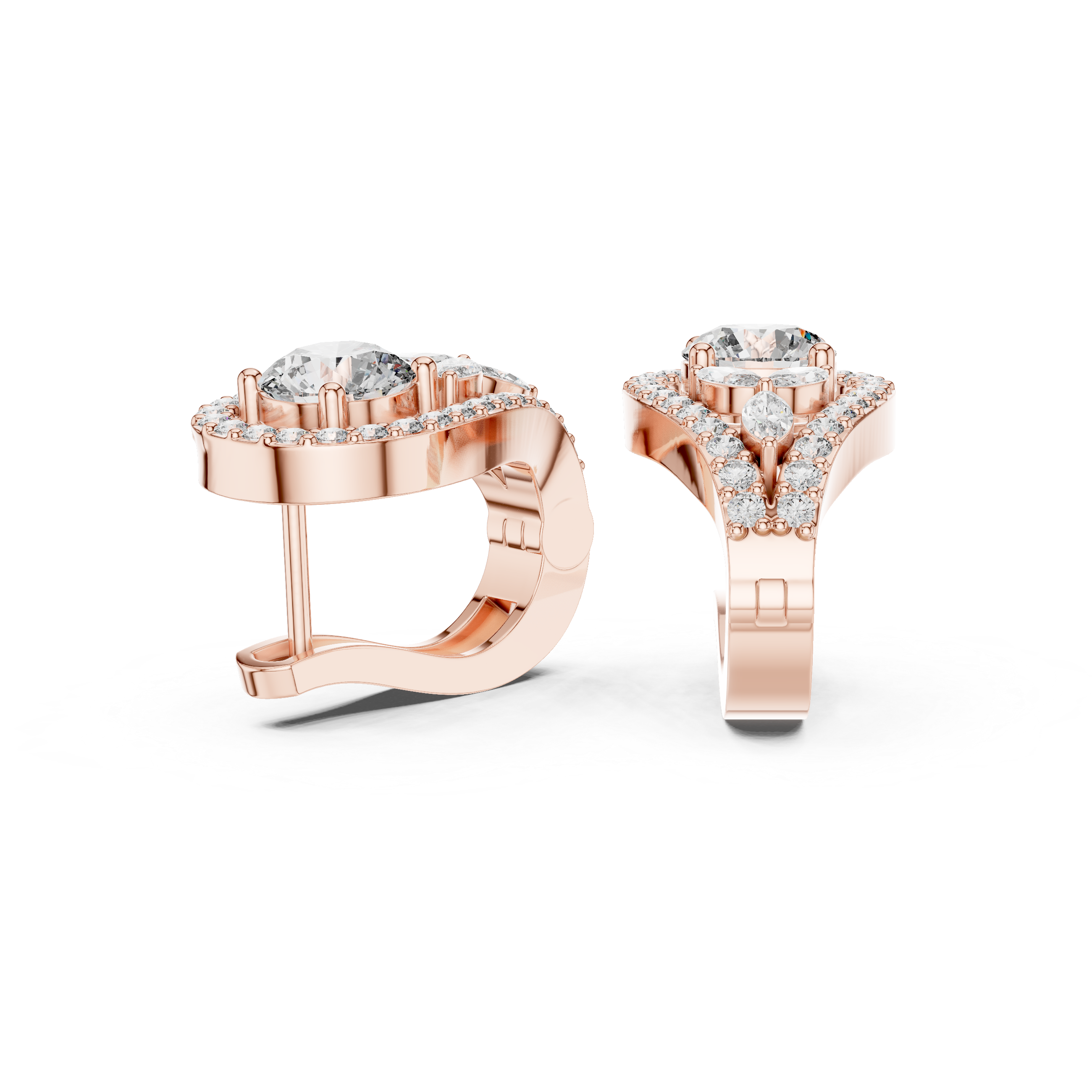 Marquise & Round Shape 1.476ct Natural Diamond Drop Earrings – I Color, SI1 Clarity