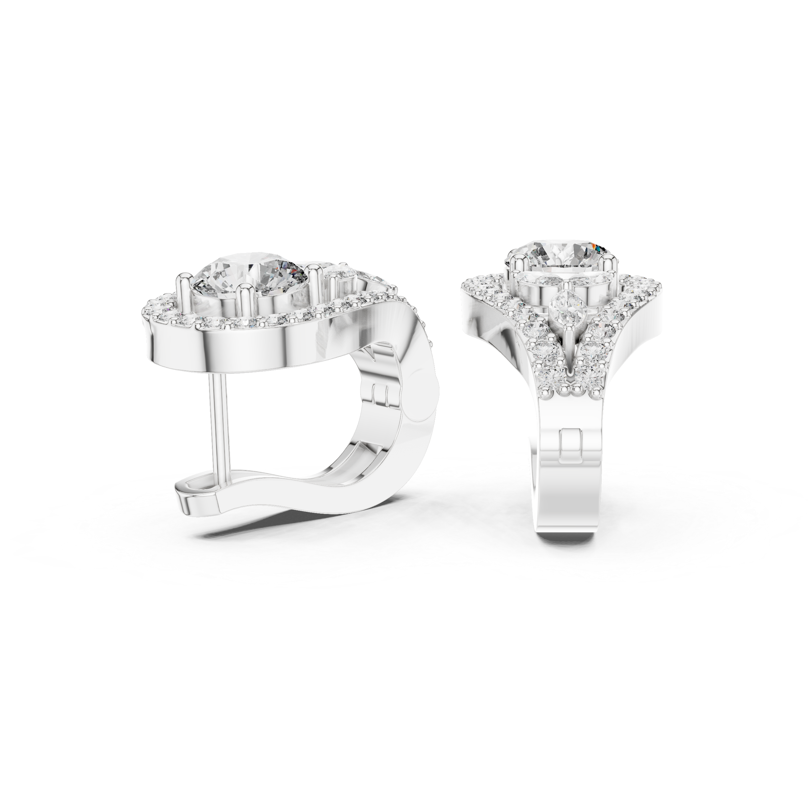 Marquise & Round Shape 1.476ct Natural Diamond Drop Earrings – I Color, SI1 Clarity