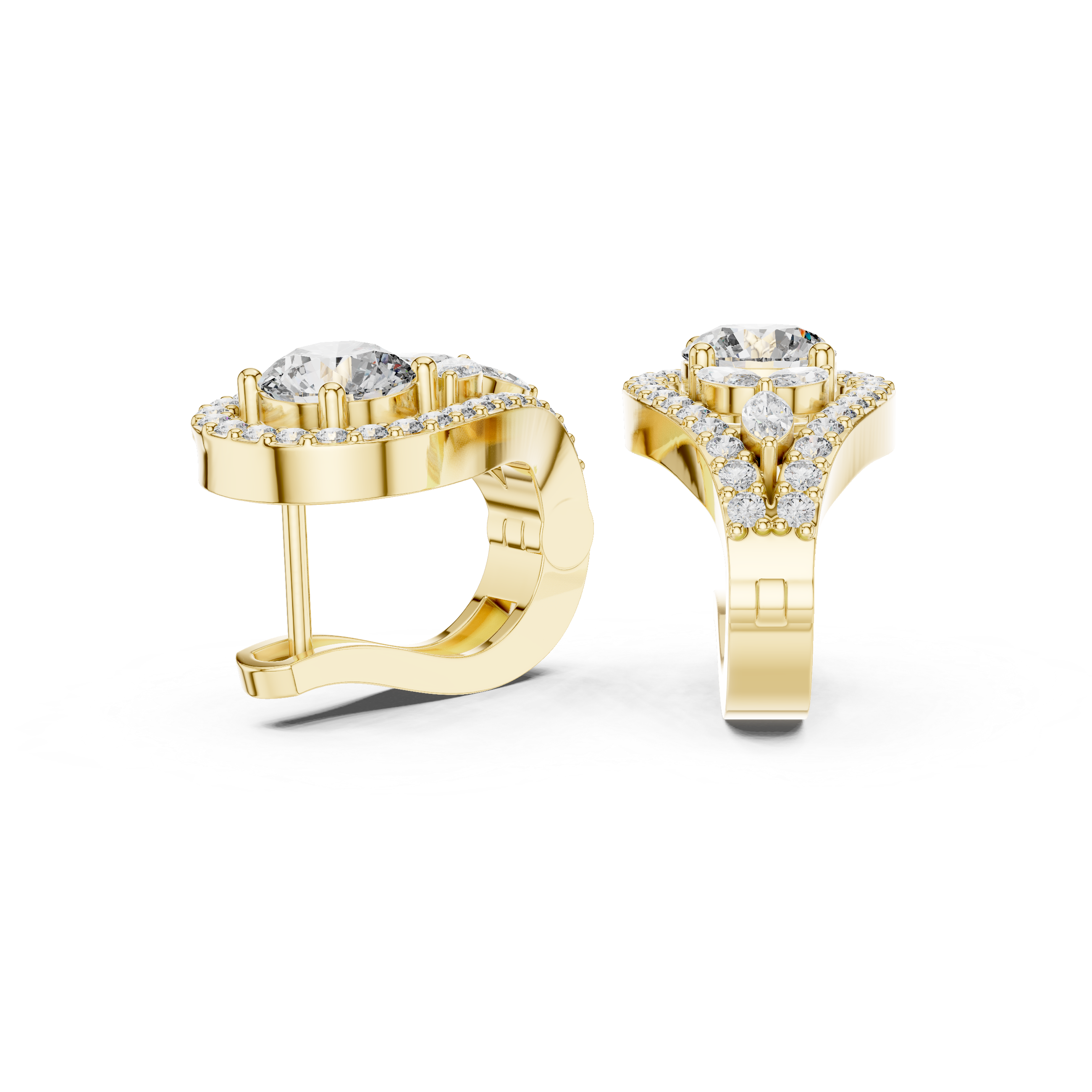 Marquise & Round Shape 1.476ct Natural Diamond Drop Earrings – I Color, SI1 Clarity