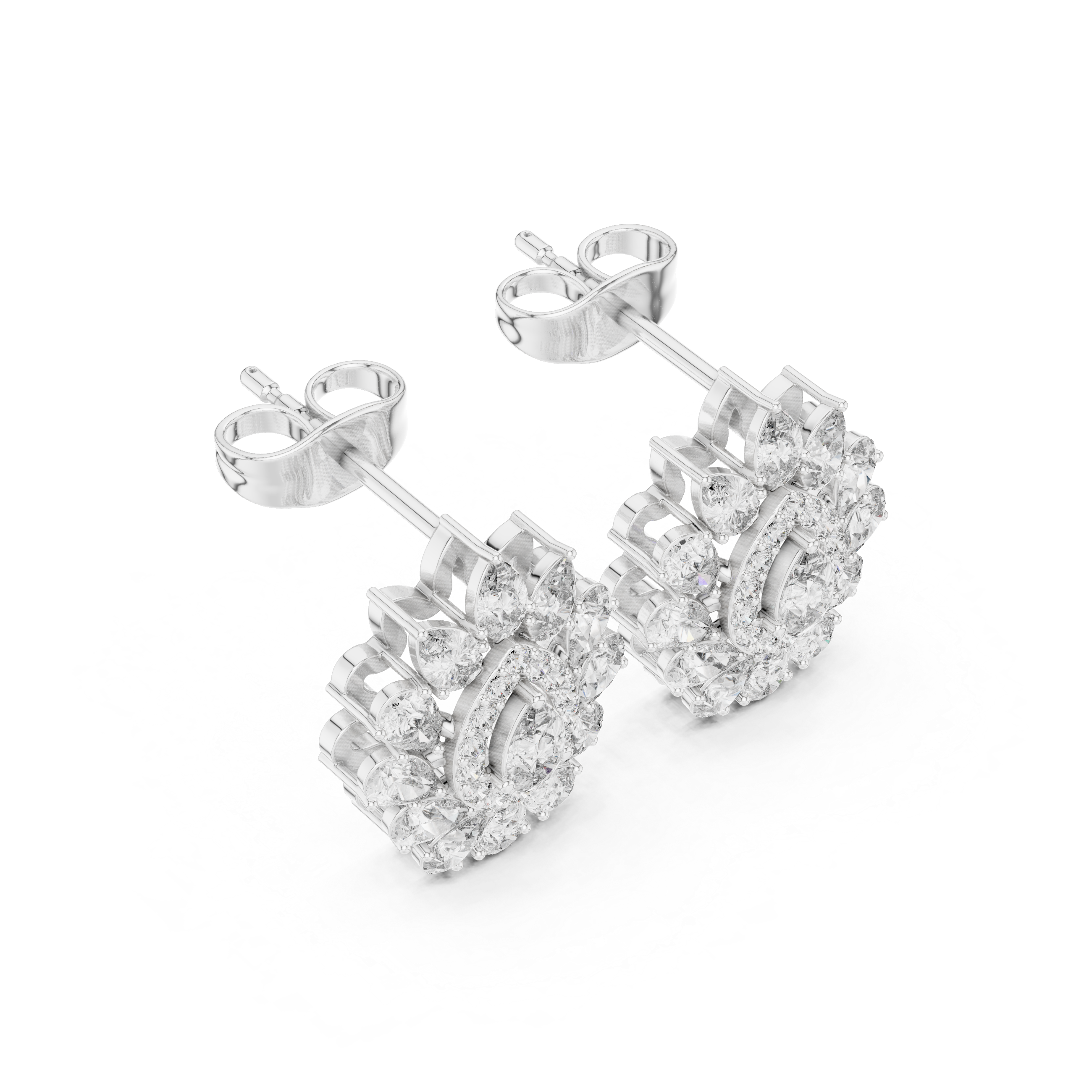 1.3ct IJ/VS Natural Diamond Stud Earrings – Pear & Round Shape Brilliance