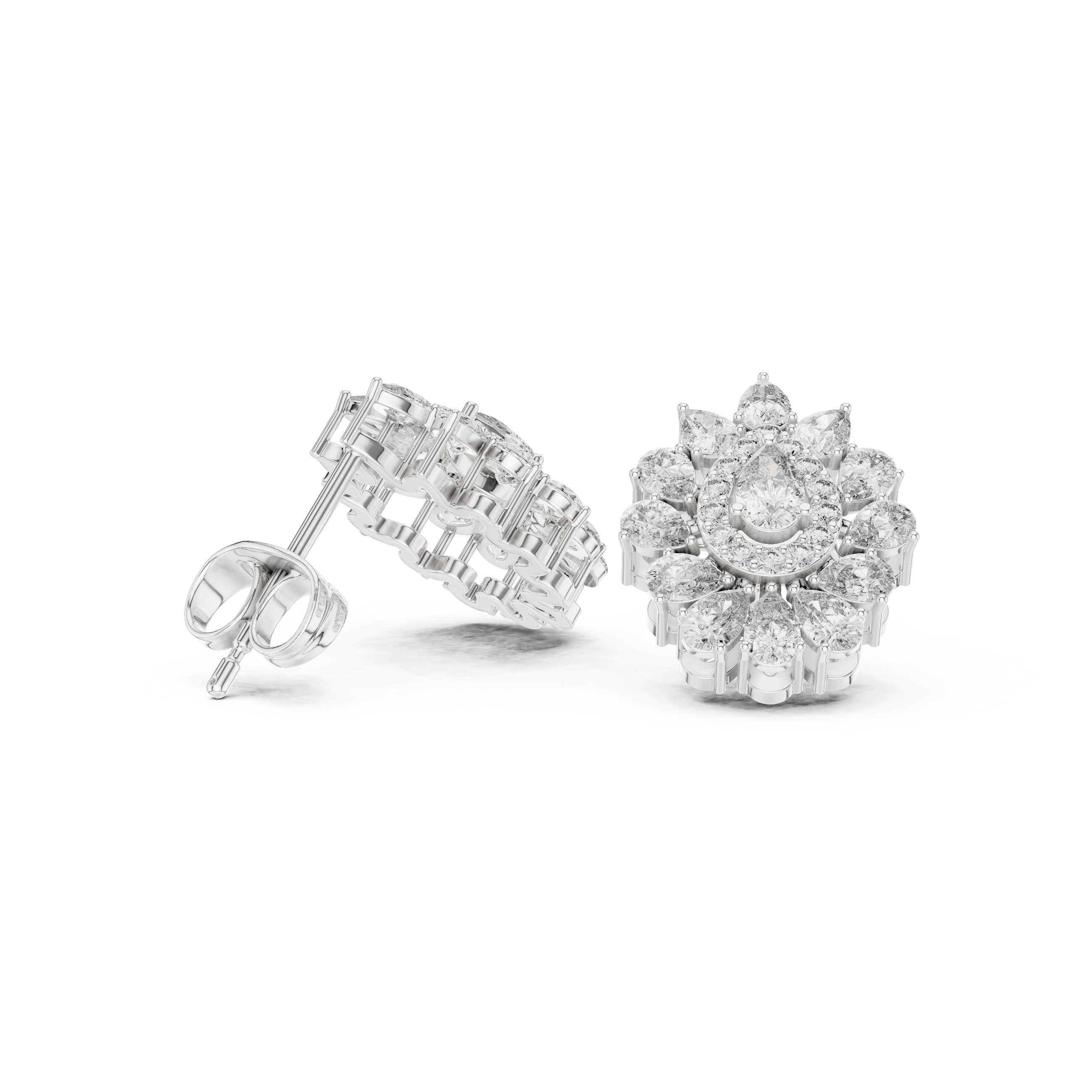 1.3ct IJ/VS Natural Diamond Stud Earrings – Pear & Round Shape Brilliance