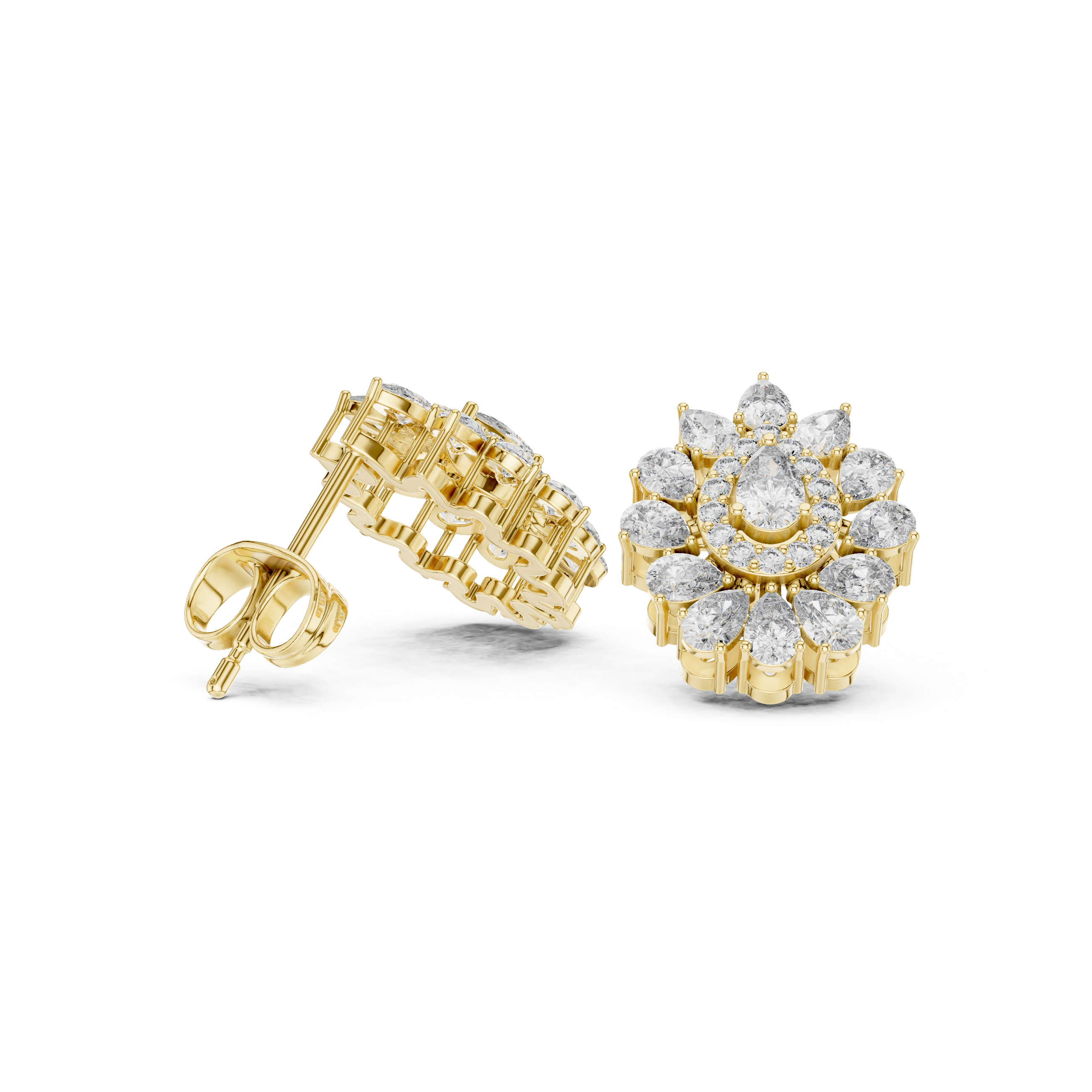 1.3ct IJ/VS Natural Diamond Stud Earrings – Pear & Round Shape Brilliance