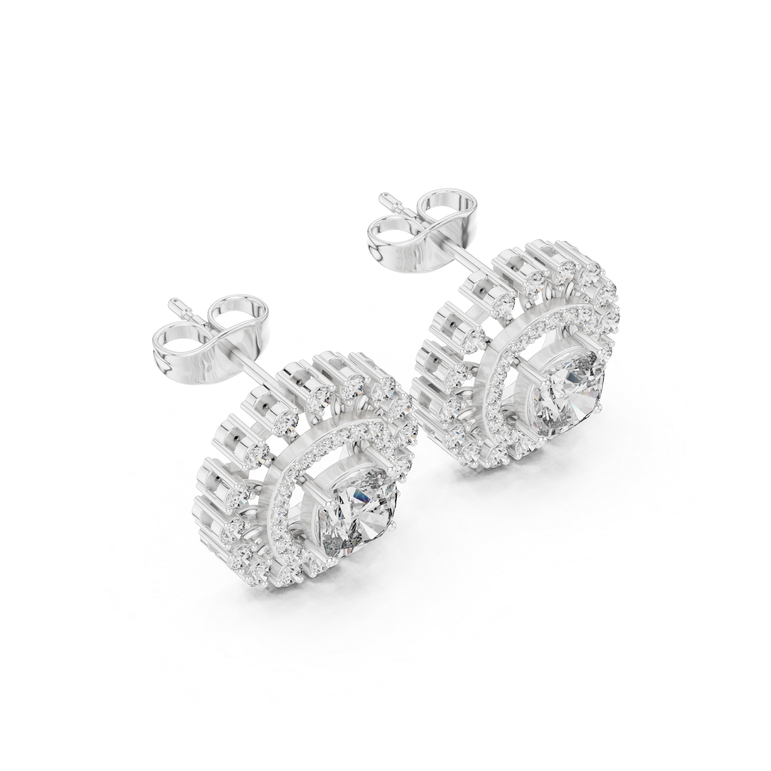 2.02ct Natural Diamond Stud Earrings – Dual Shape Cushion & Round H/VS2