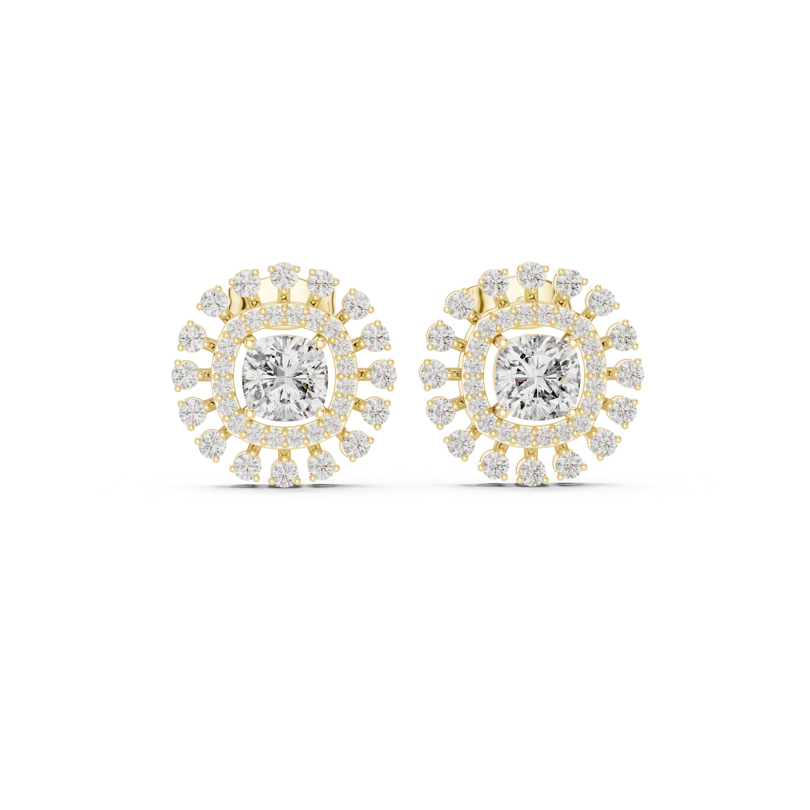 2.02ct Natural Diamond Stud Earrings – Dual Shape Cushion & Round H/VS2