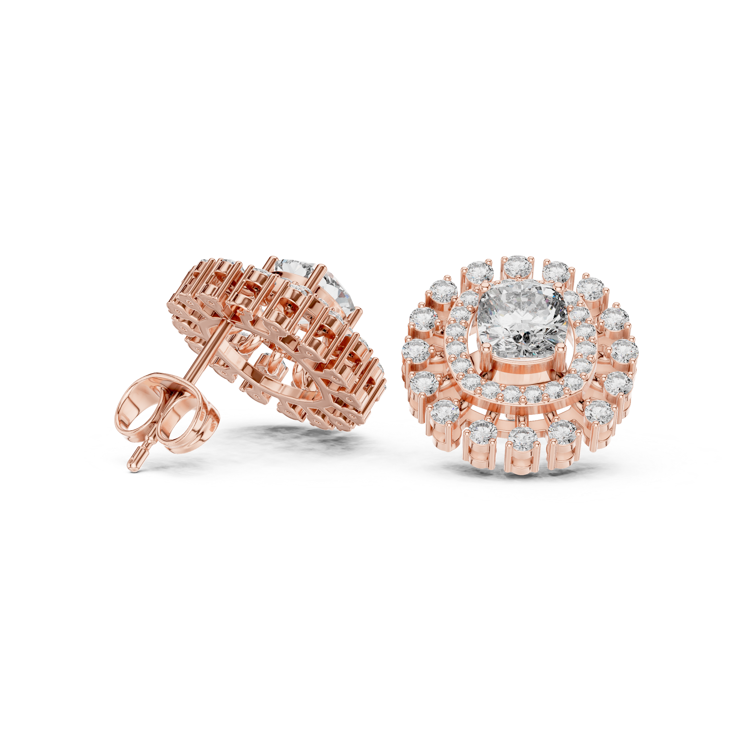 2.02ct Natural Diamond Stud Earrings – Dual Shape Cushion & Round H/VS2