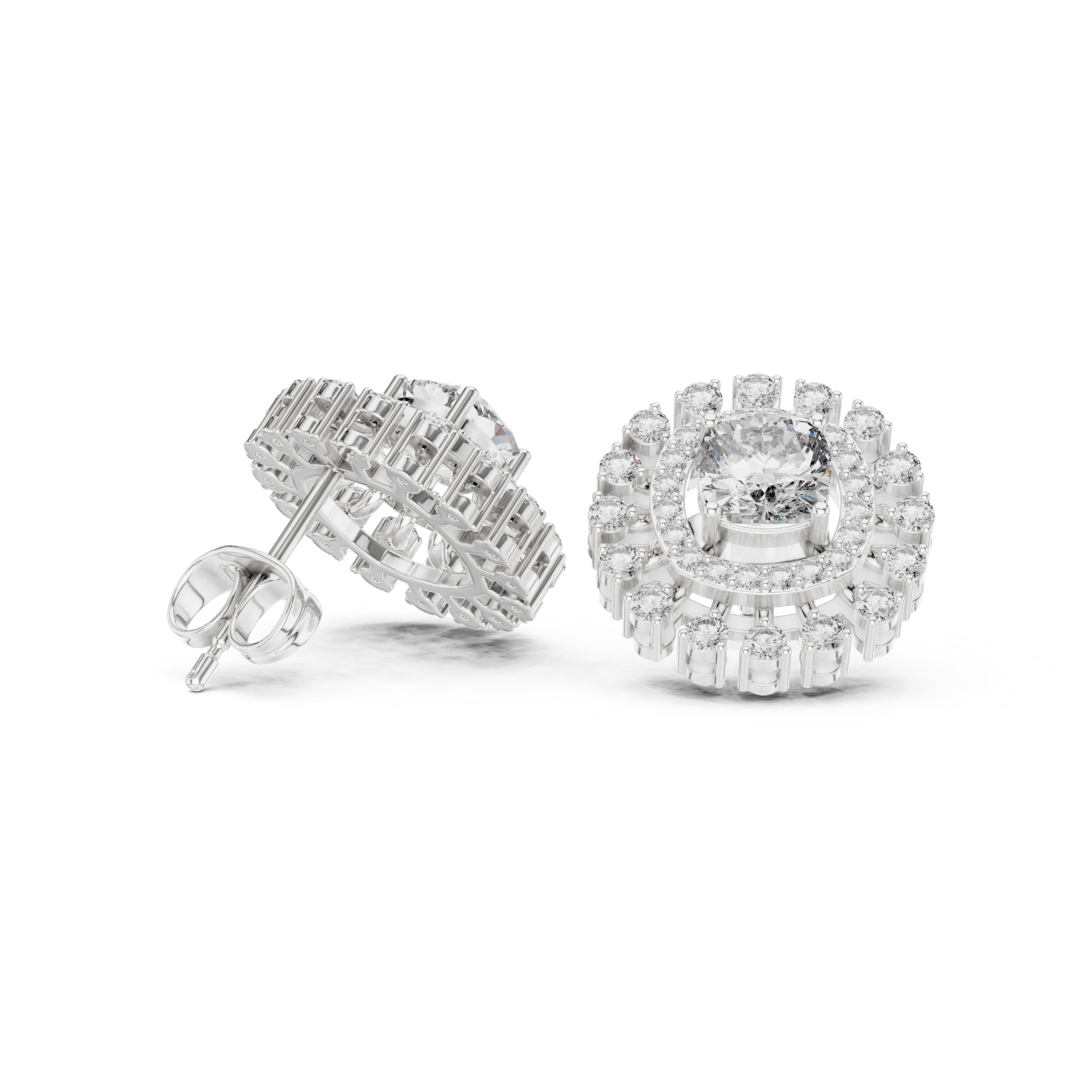 2.02ct Natural Diamond Stud Earrings – Dual Shape Cushion & Round H/VS2