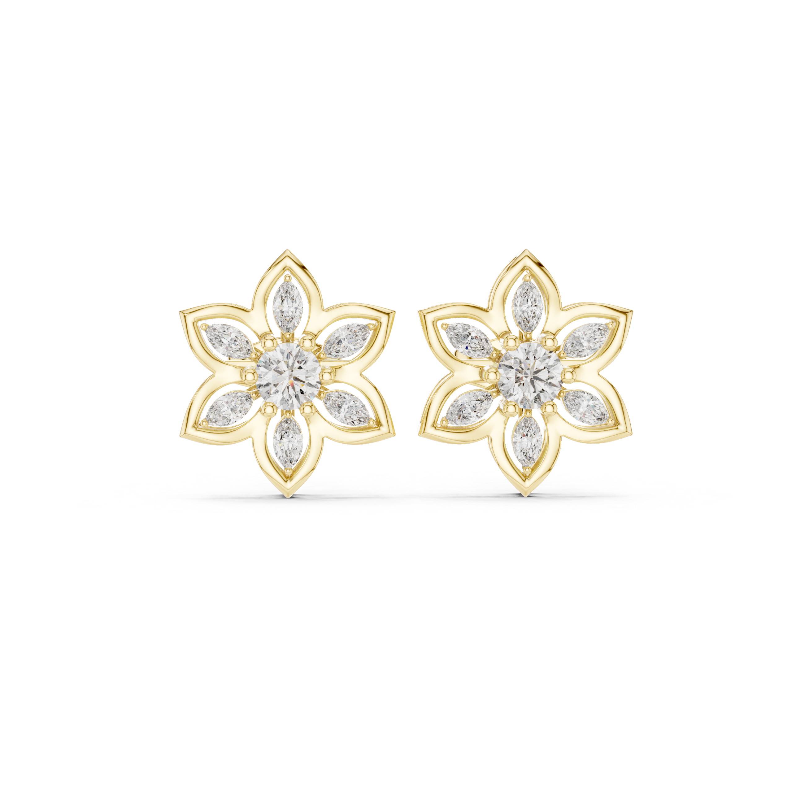 0.66ct EF/VS Marquise & Round Natural Diamond Stud Earrings