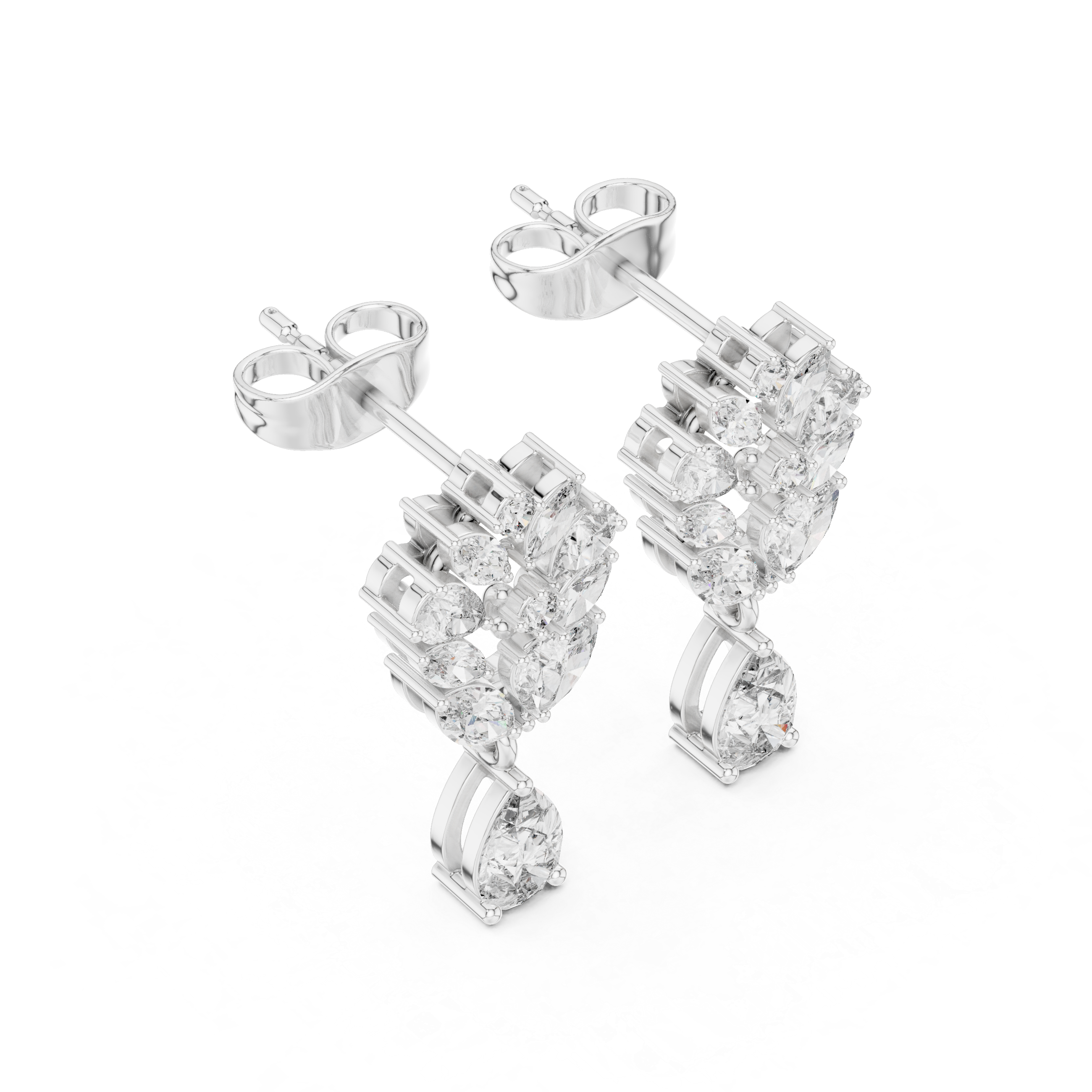 Elegant 1.88ct H/VS2 Natural Diamond Drop Earrings – Multi-Shape Design