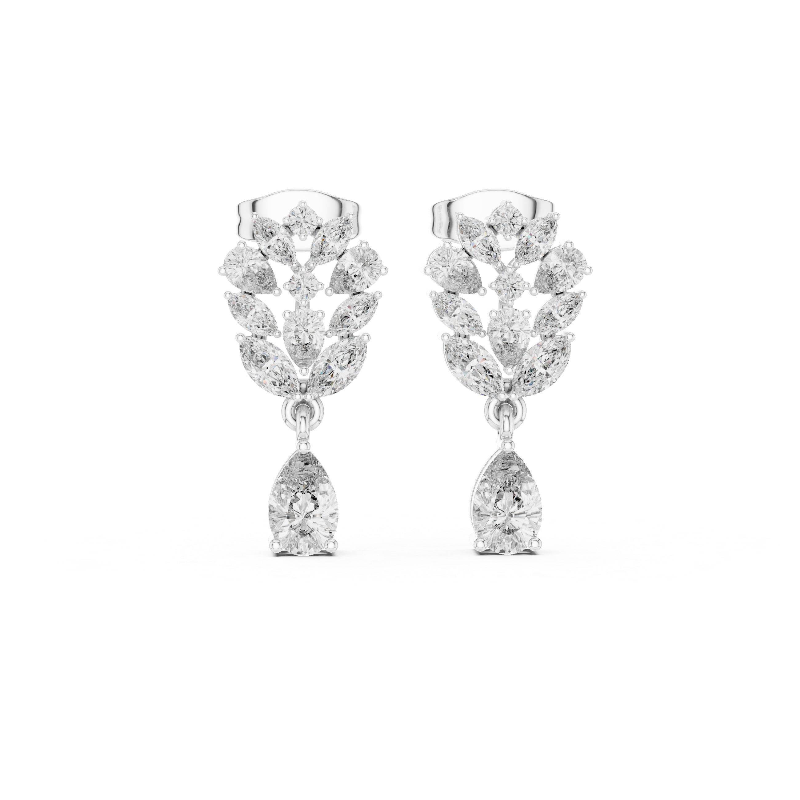 Elegant 1.88ct H/VS2 Natural Diamond Drop Earrings – Multi-Shape Design