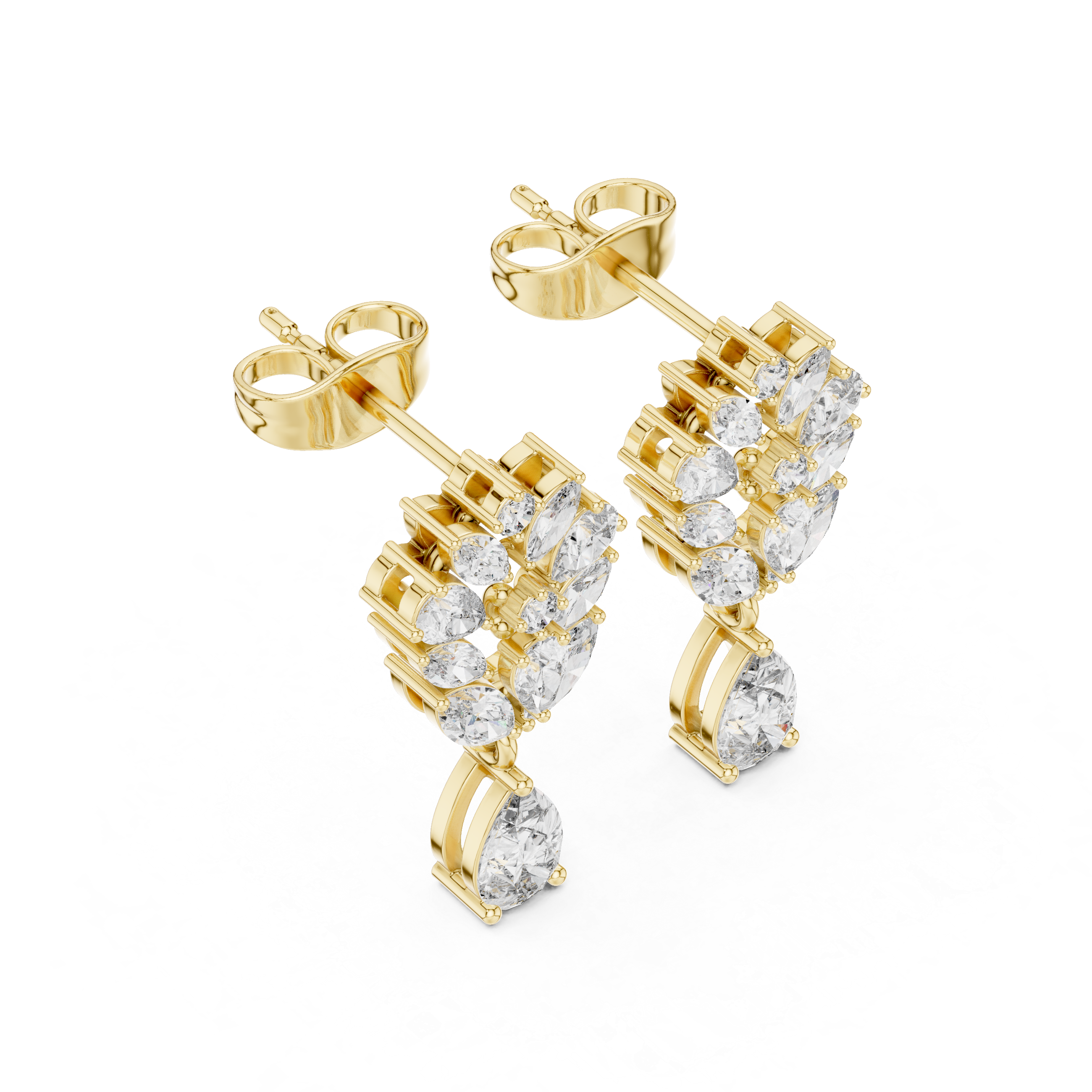 Elegant 1.88ct H/VS2 Natural Diamond Drop Earrings – Multi-Shape Design