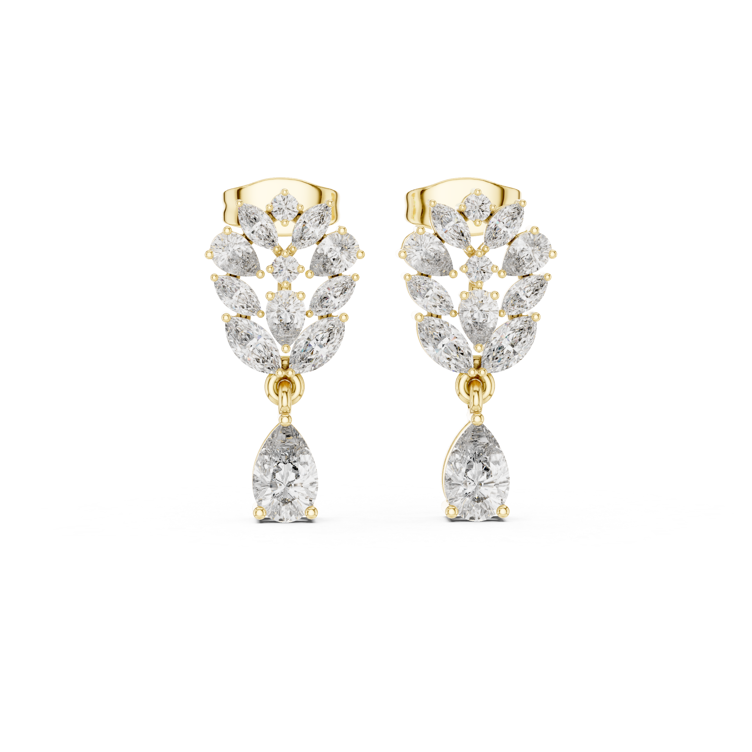 Elegant 1.88ct H/VS2 Natural Diamond Drop Earrings – Multi-Shape Design