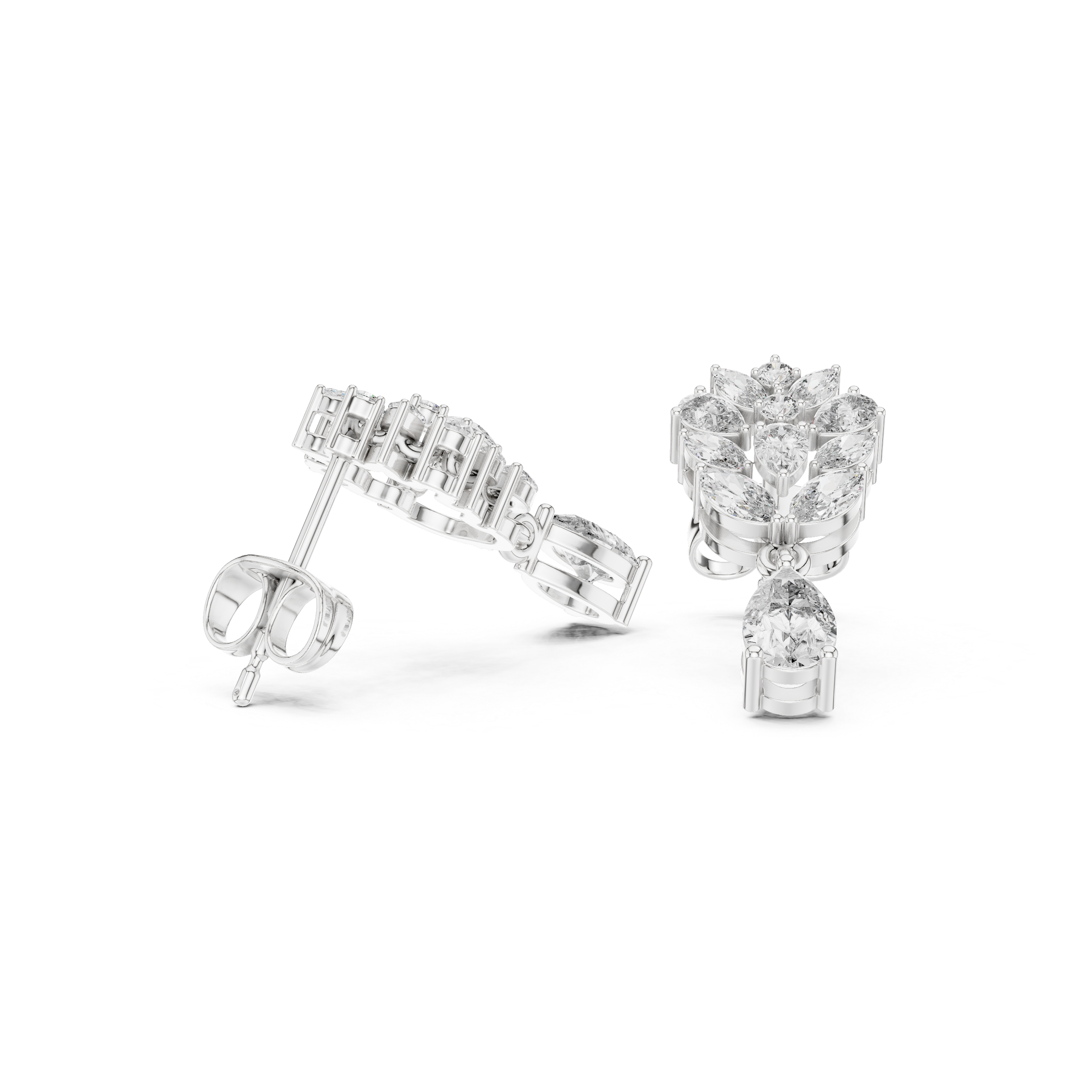 Elegant 1.88ct H/VS2 Natural Diamond Drop Earrings – Multi-Shape Design