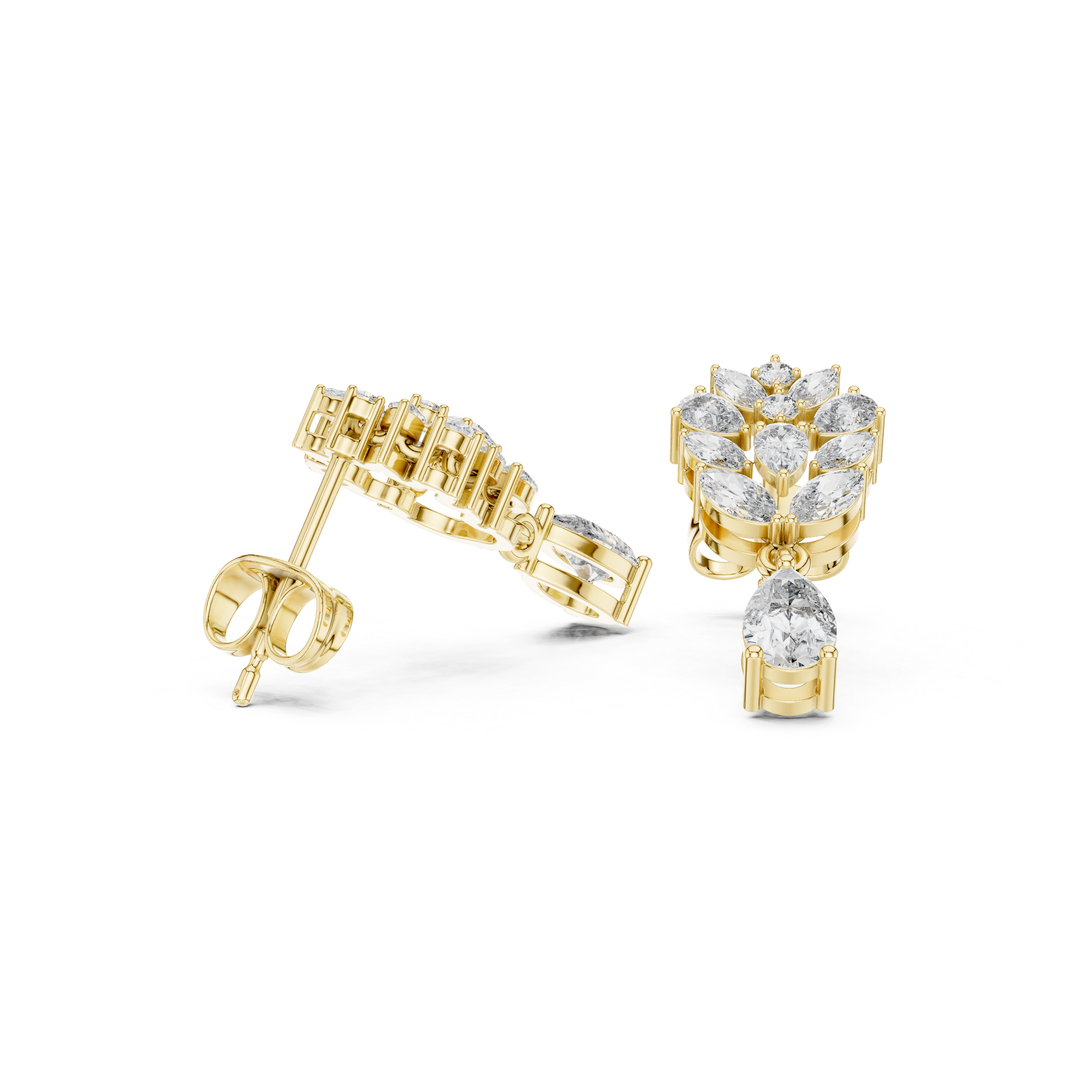 Elegant 1.88ct H/VS2 Natural Diamond Drop Earrings – Multi-Shape Design