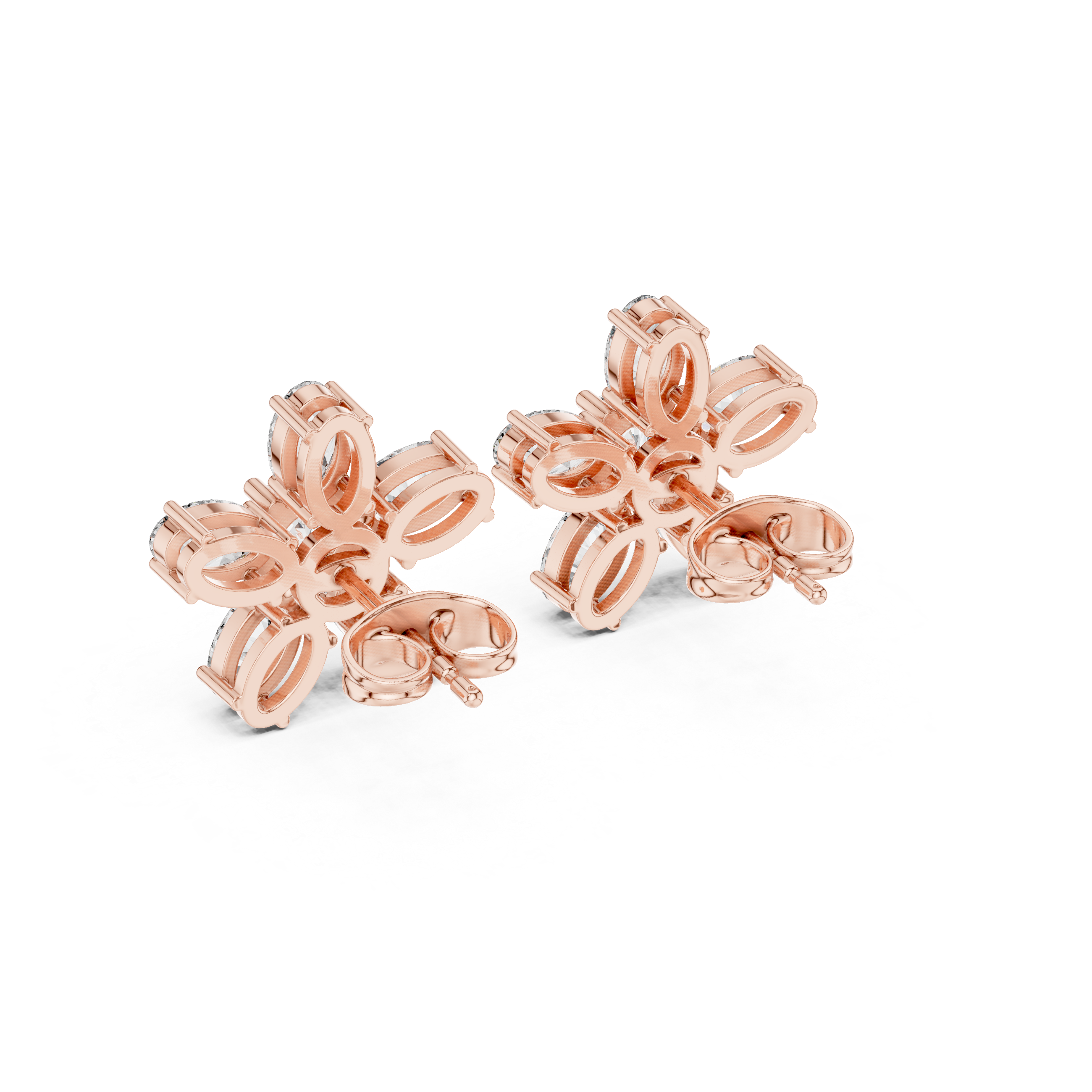 Oval & Round 2.31ct Natural Diamond Stud Earrings – I Color, VS1 Clarity