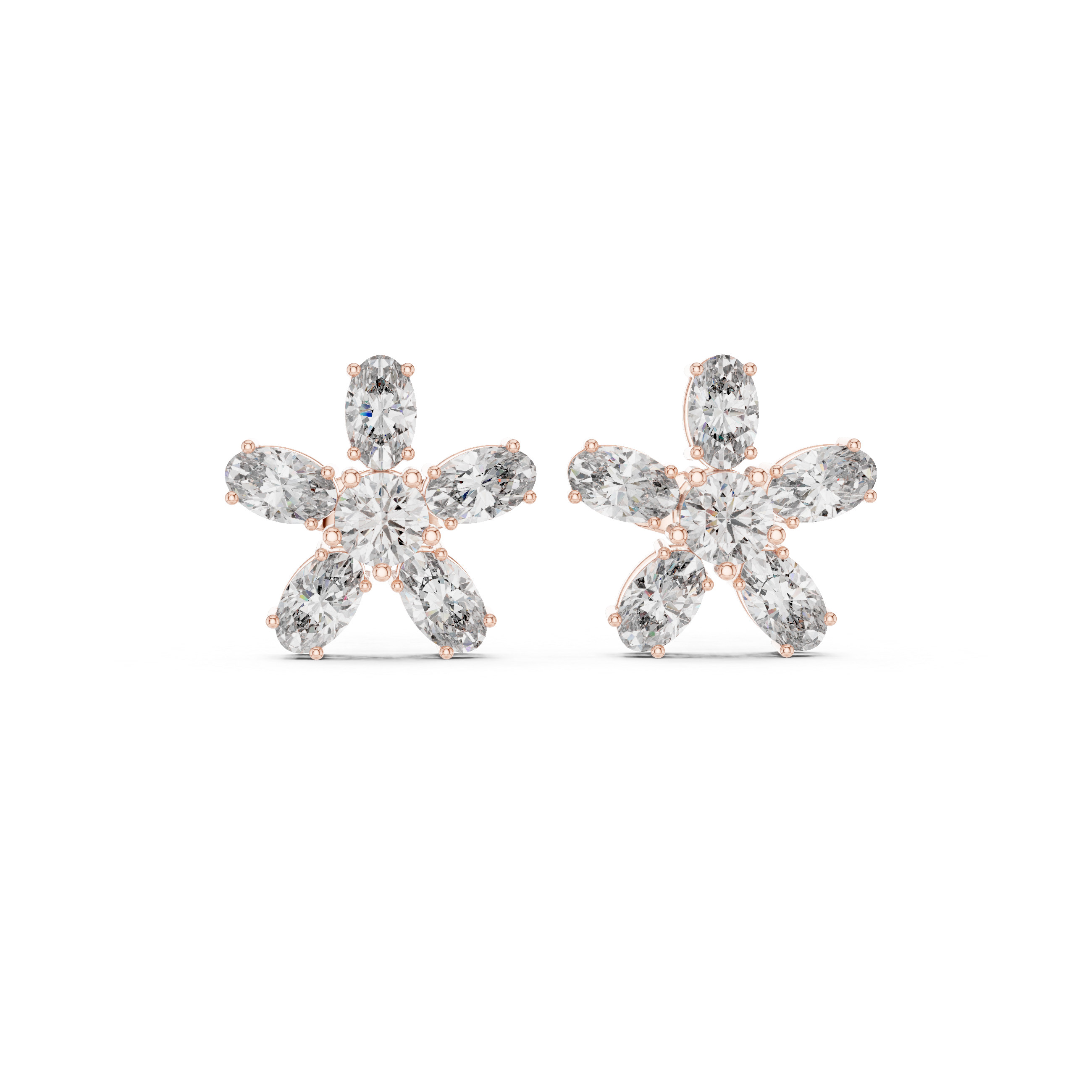 Oval & Round 2.31ct Natural Diamond Stud Earrings – I Color, VS1 Clarity
