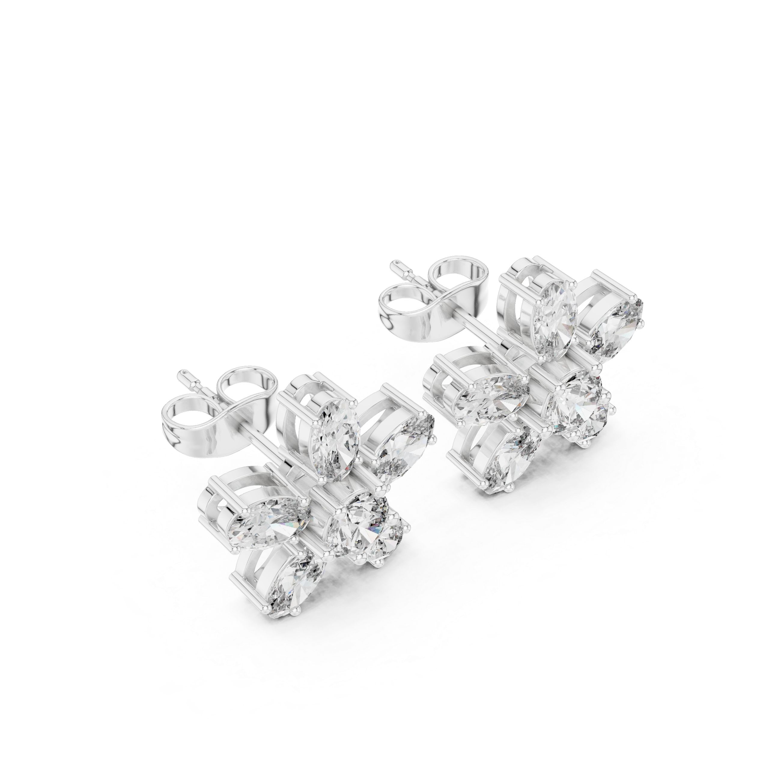 Oval & Round 2.31ct Natural Diamond Stud Earrings – I Color, VS1 Clarity