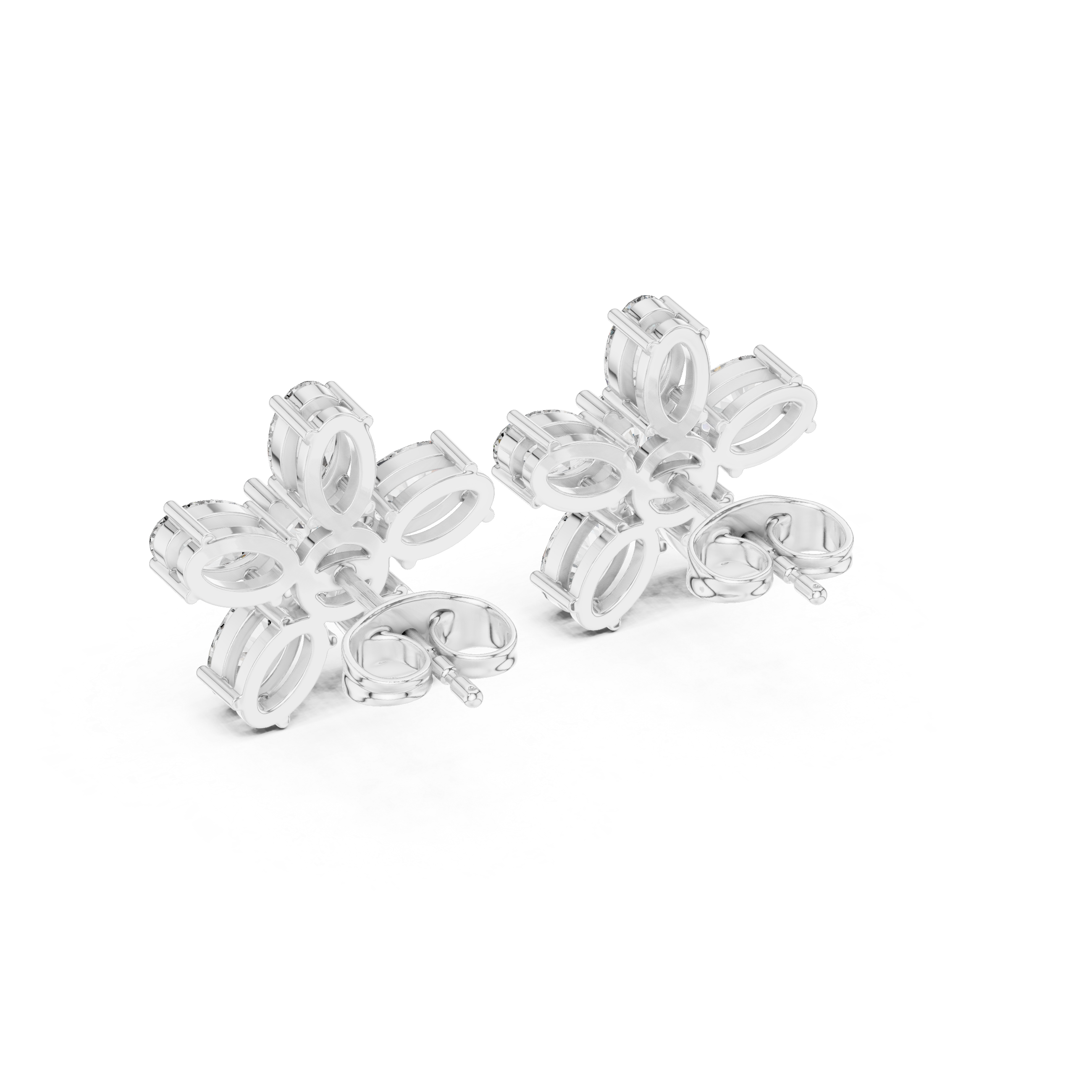 Oval & Round 2.31ct Natural Diamond Stud Earrings – I Color, VS1 Clarity