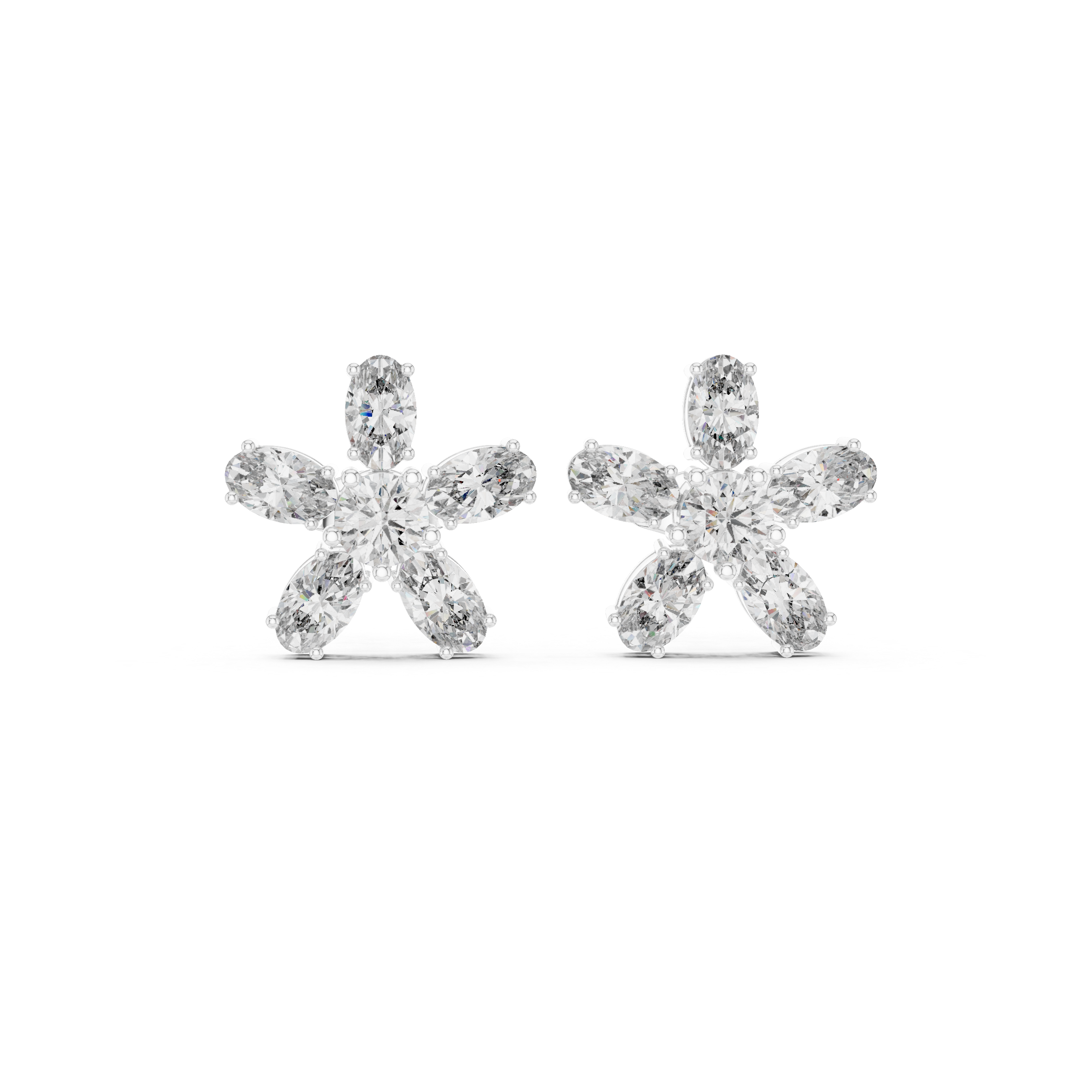 Oval & Round 2.31ct Natural Diamond Stud Earrings – I Color, VS1 Clarity