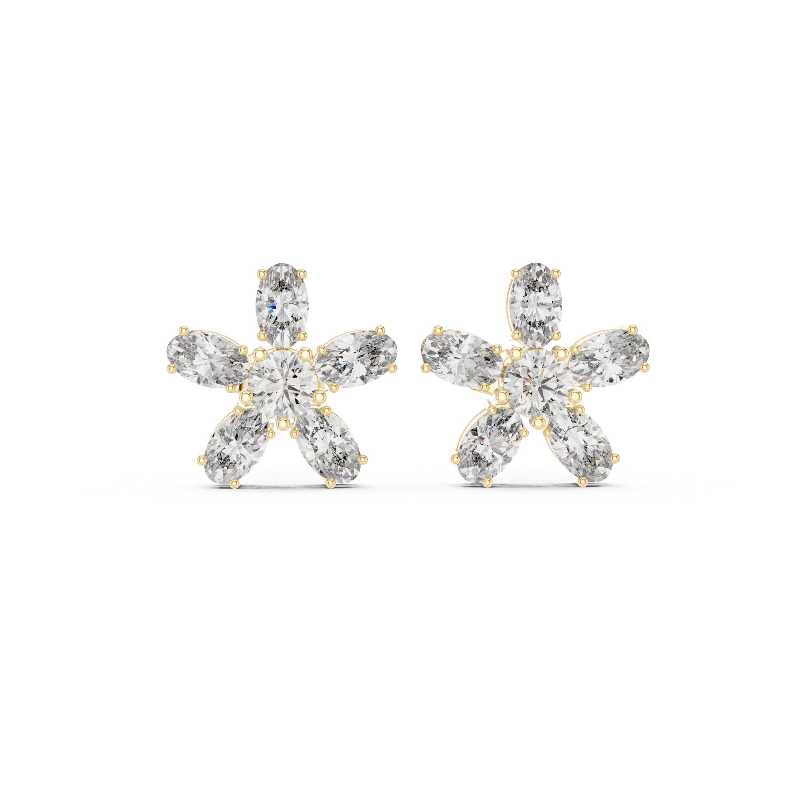 Oval & Round 2.31ct Natural Diamond Stud Earrings – I Color, VS1 Clarity