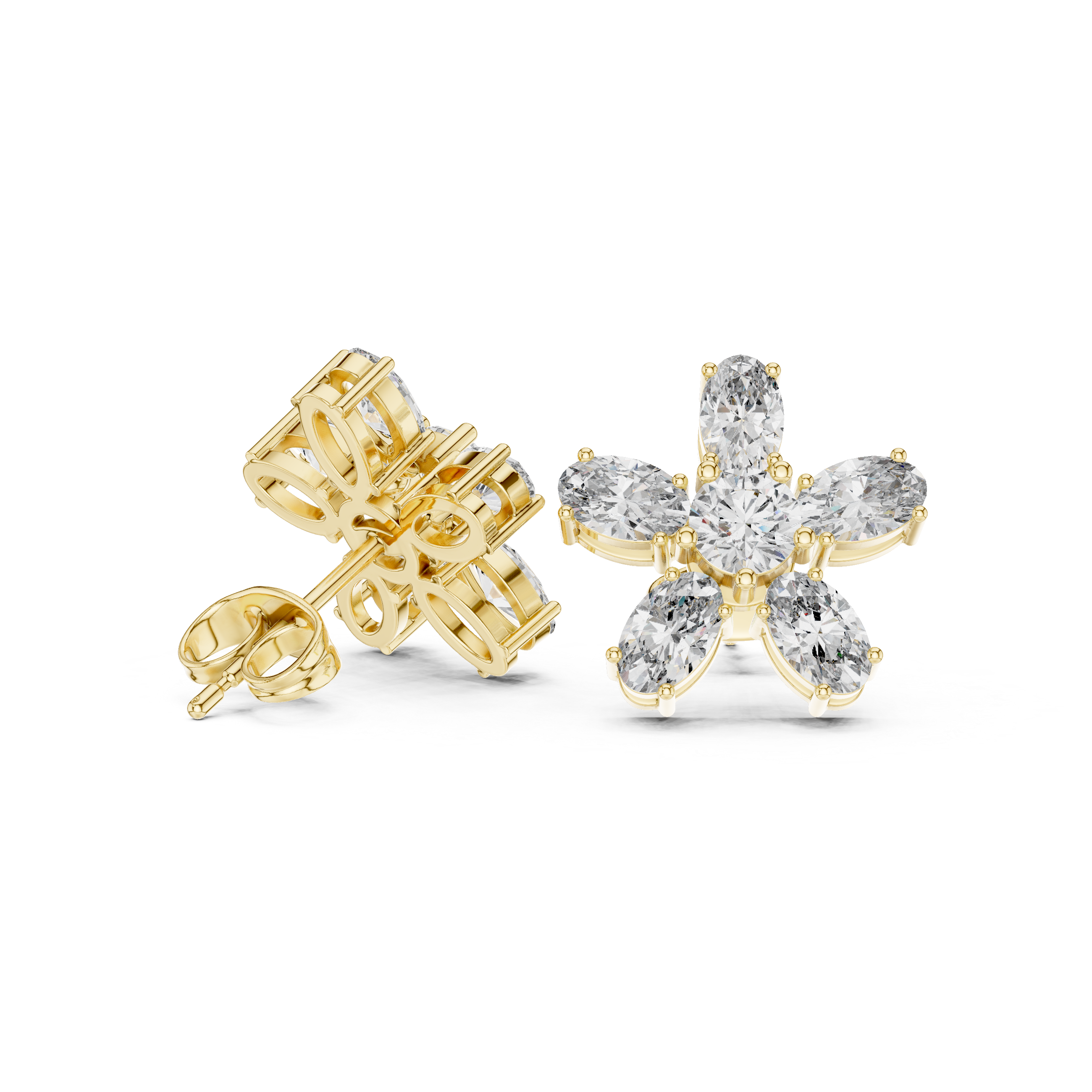 Oval & Round 2.31ct Natural Diamond Stud Earrings – I Color, VS1 Clarity