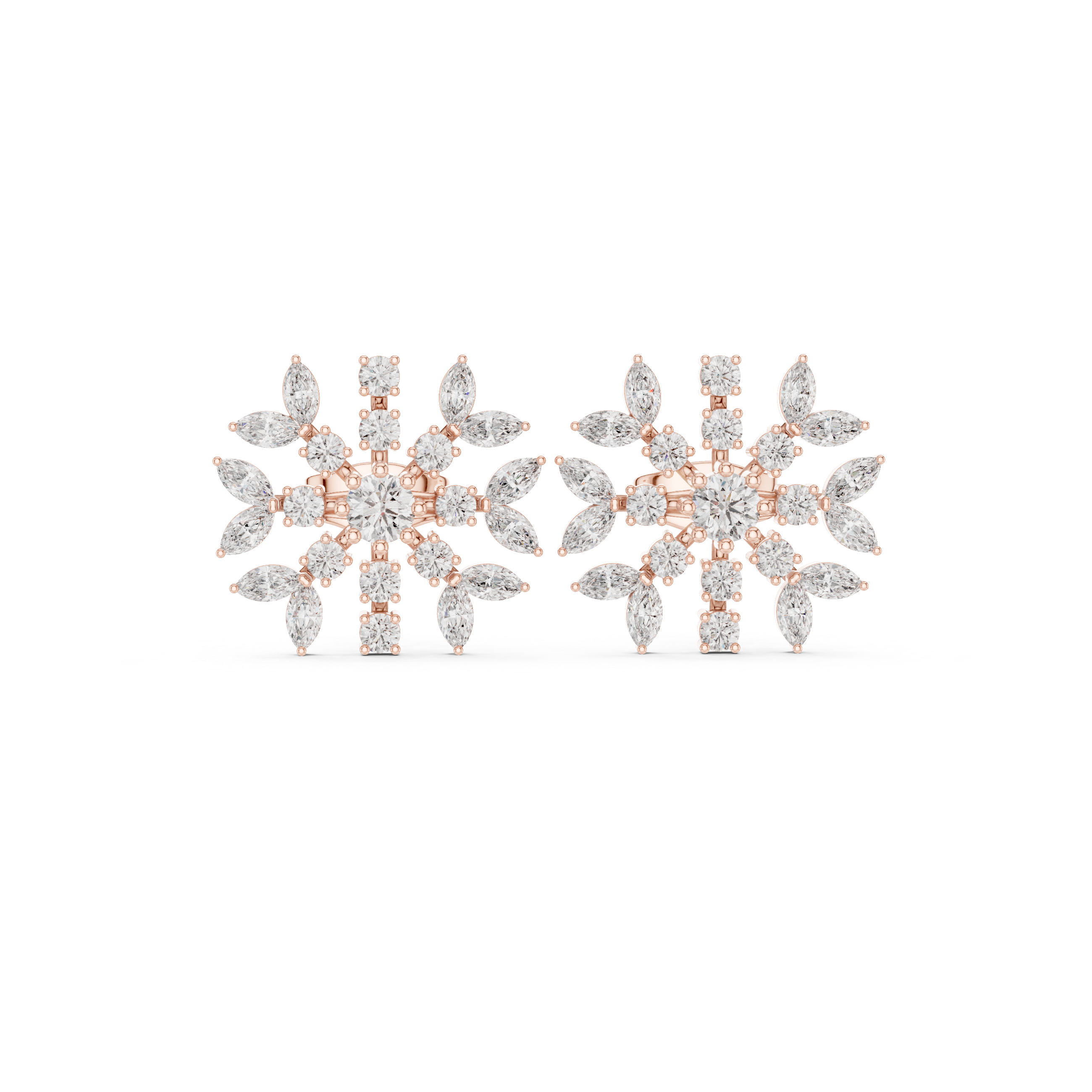 1.15ct Natural Diamond Stud Earrings – Dual Cut Marquise & Round GH/VS