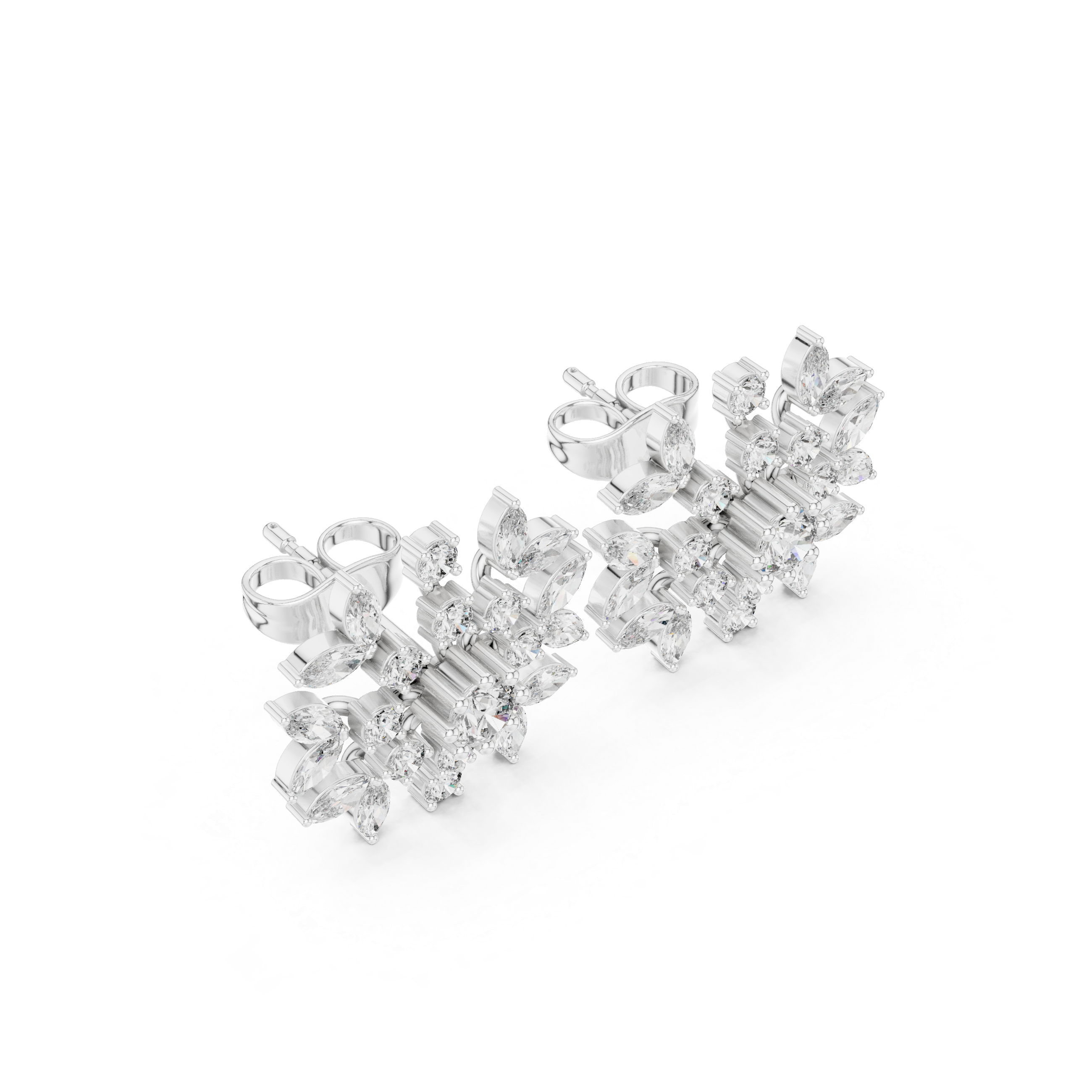 1.15ct Natural Diamond Stud Earrings – Dual Cut Marquise & Round GH/VS