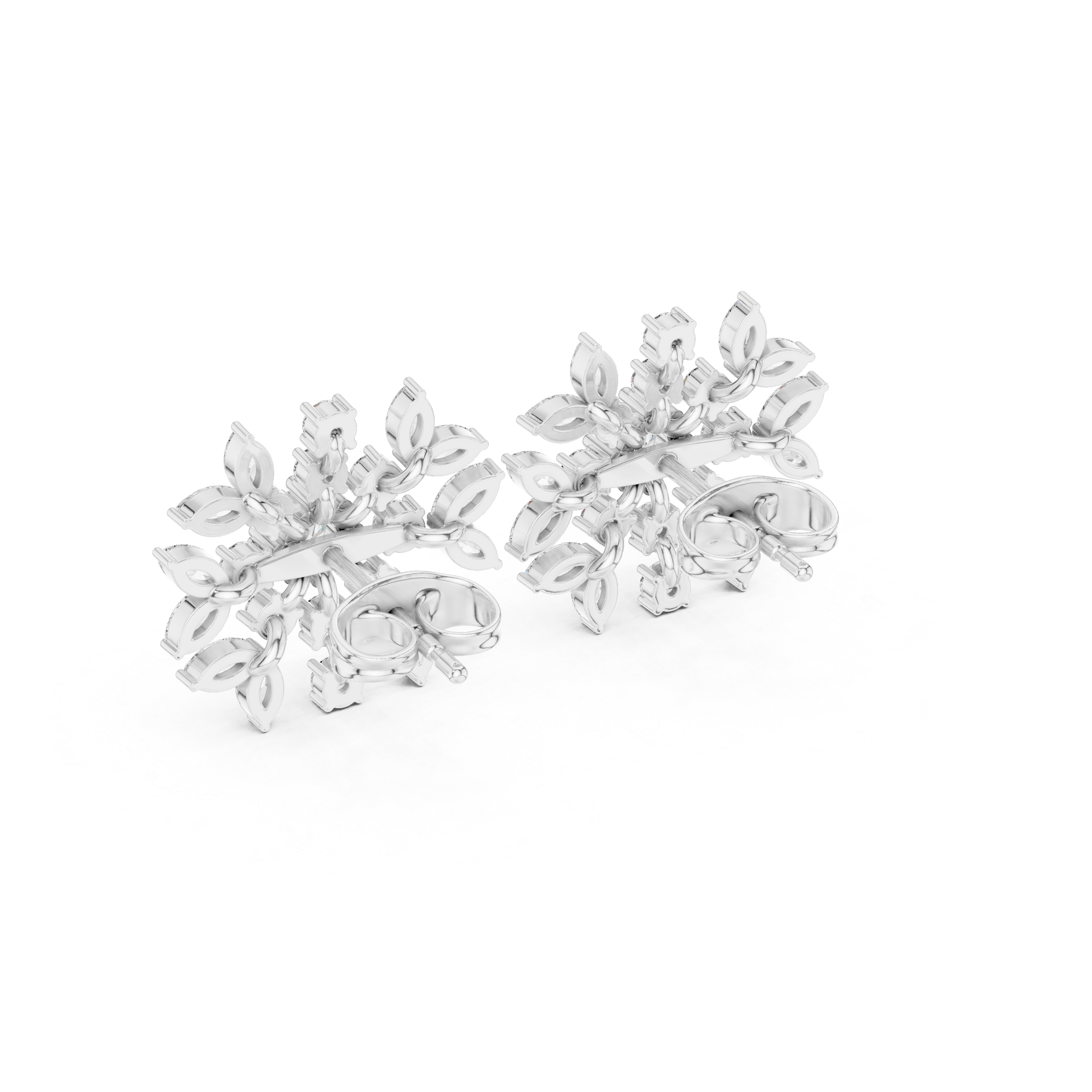 1.15ct Natural Diamond Stud Earrings – Dual Cut Marquise & Round GH/VS