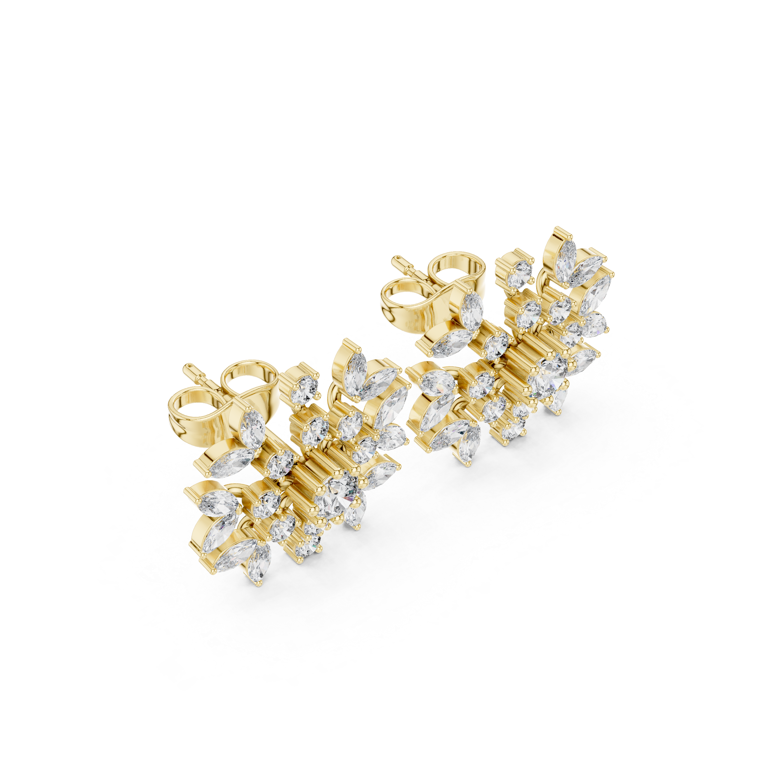 1.15ct Natural Diamond Stud Earrings – Dual Cut Marquise & Round GH/VS