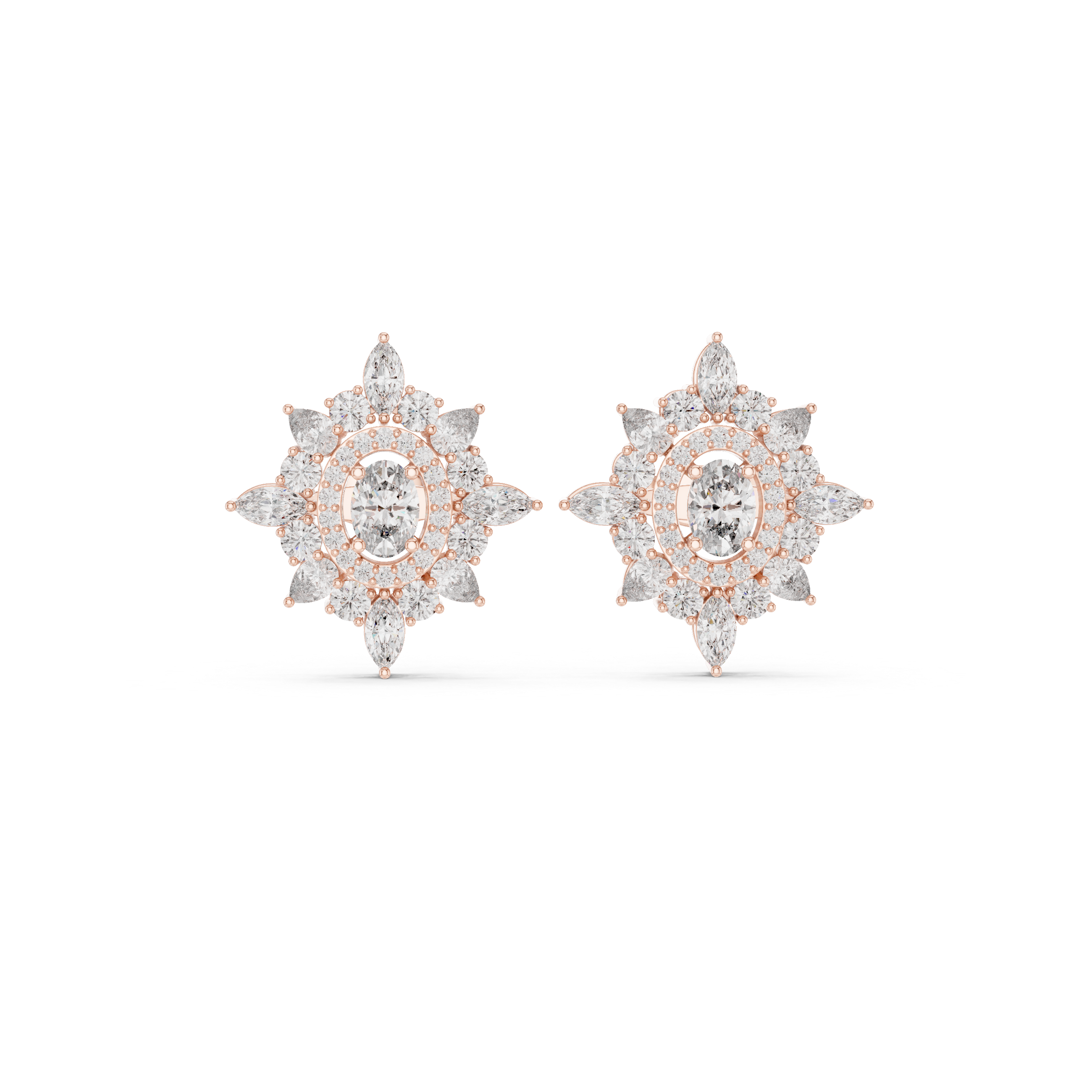 1.94ct Natural Diamond Stud Earrings – Multi-Shape Design, J/VS1 Quality