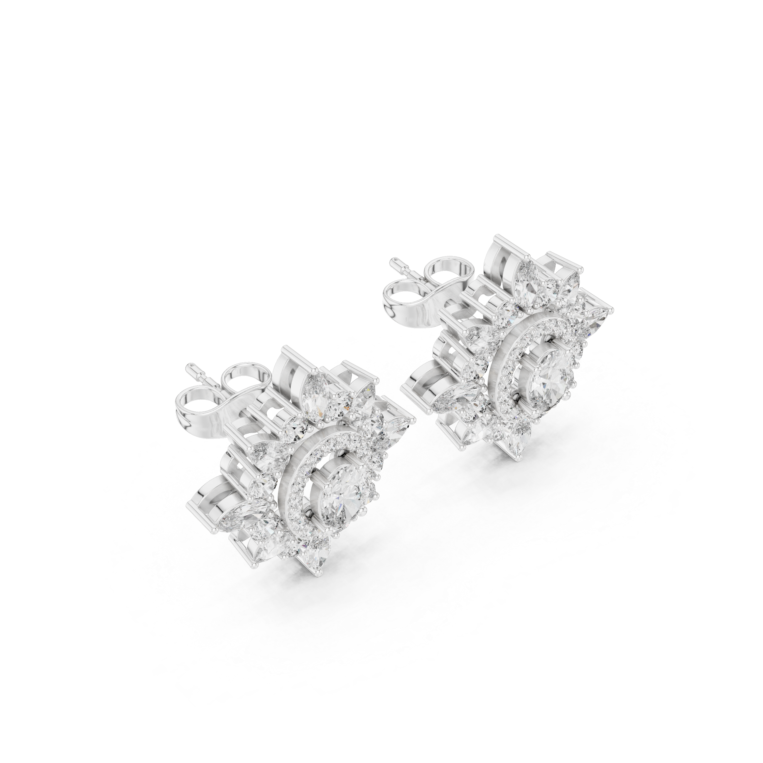 1.94ct Natural Diamond Stud Earrings – Multi-Shape Design, J/VS1 Quality