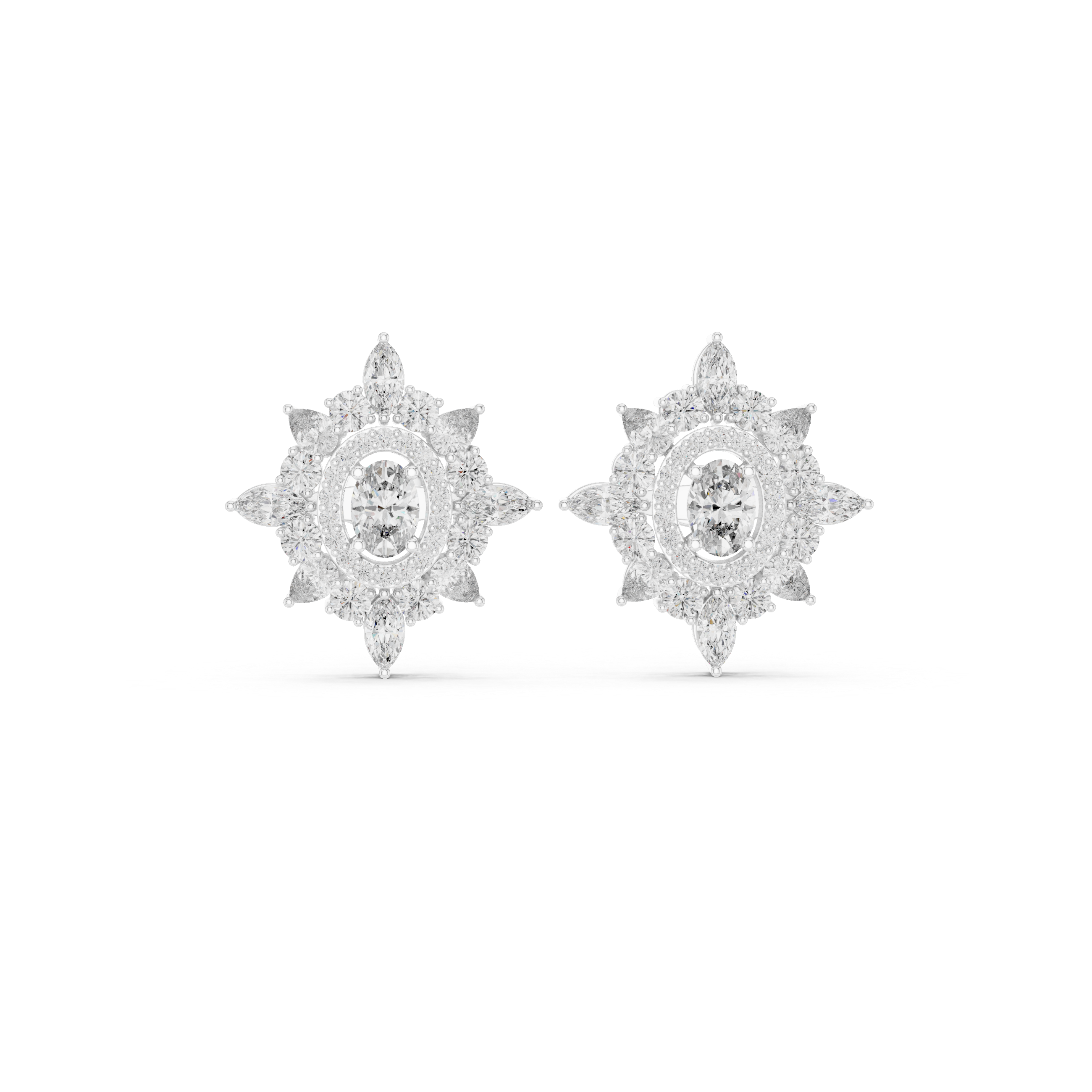 1.94ct Natural Diamond Stud Earrings – Multi-Shape Design, J/VS1 Quality