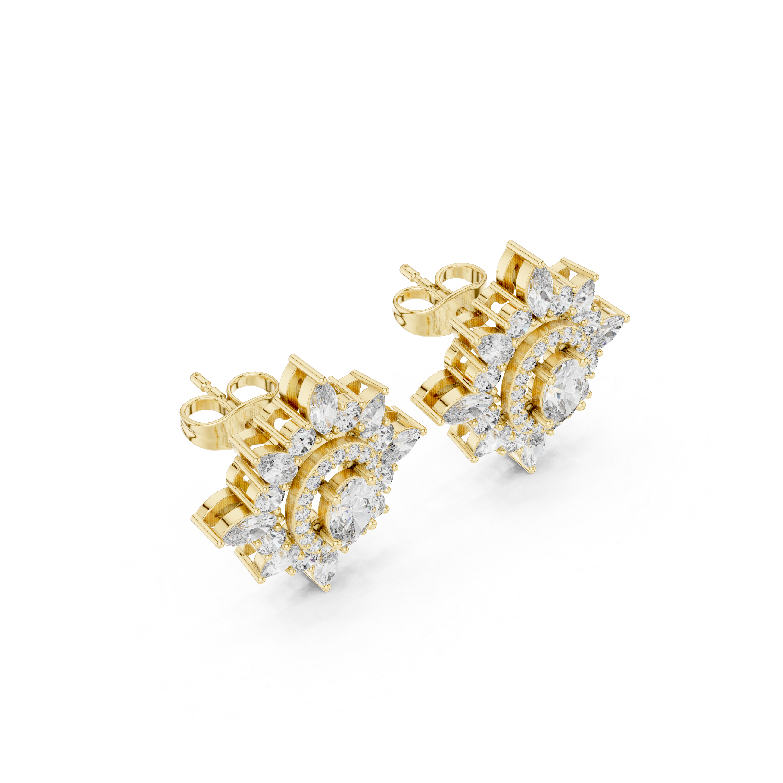 1.94ct Natural Diamond Stud Earrings – Multi-Shape Design, J/VS1 Quality