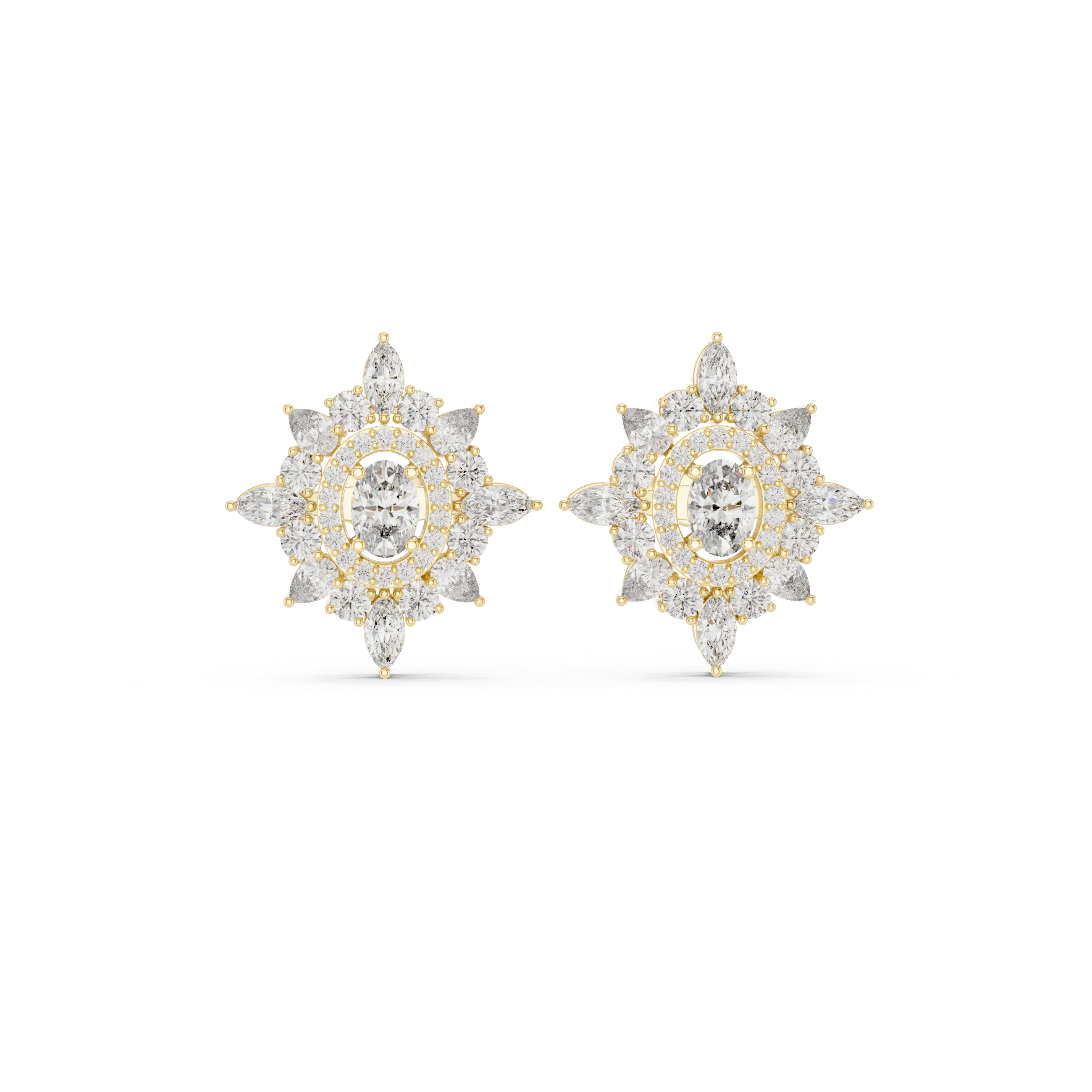 1.94ct Natural Diamond Stud Earrings – Multi-Shape Design, J/VS1 Quality