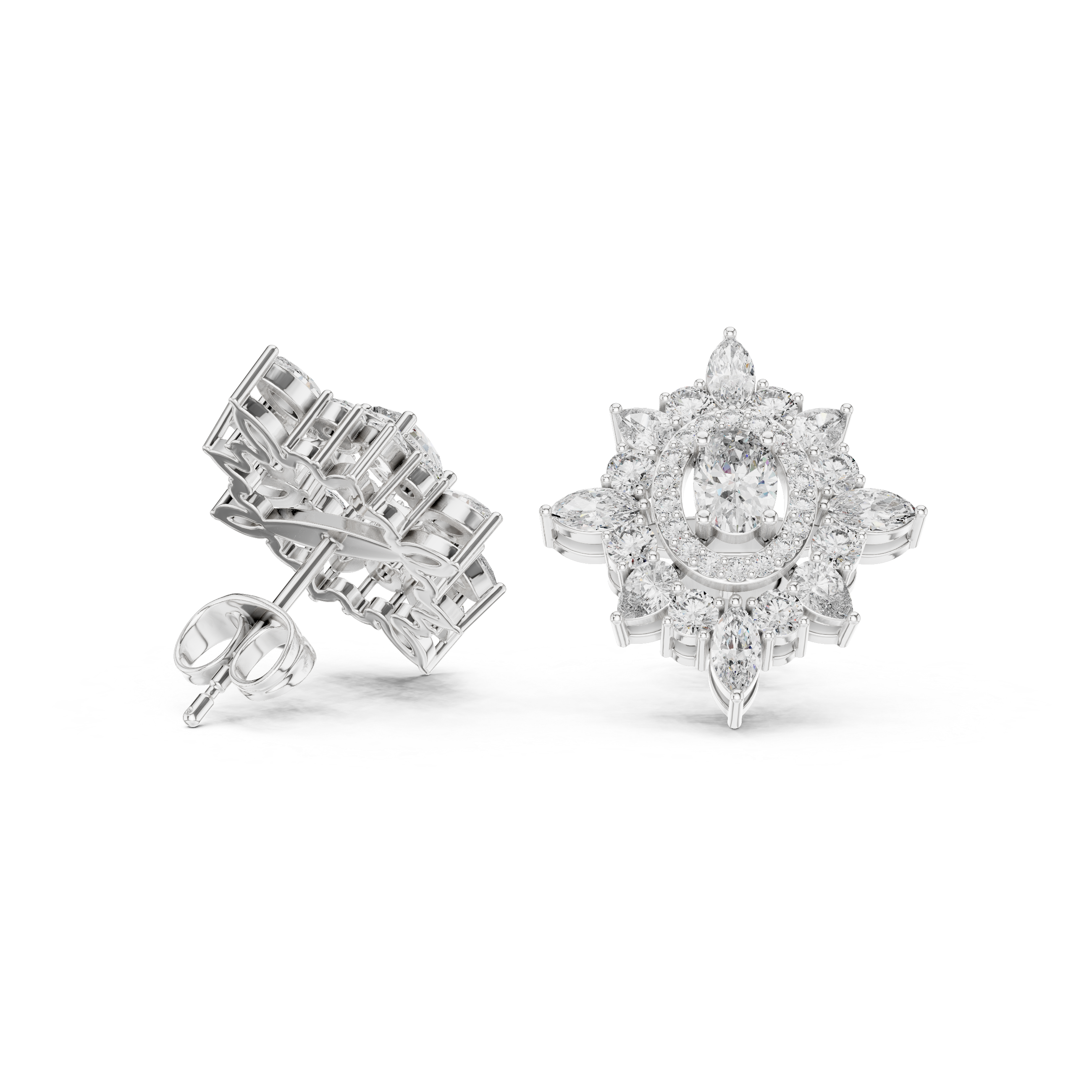 1.94ct Natural Diamond Stud Earrings – Multi-Shape Design, J/VS1 Quality