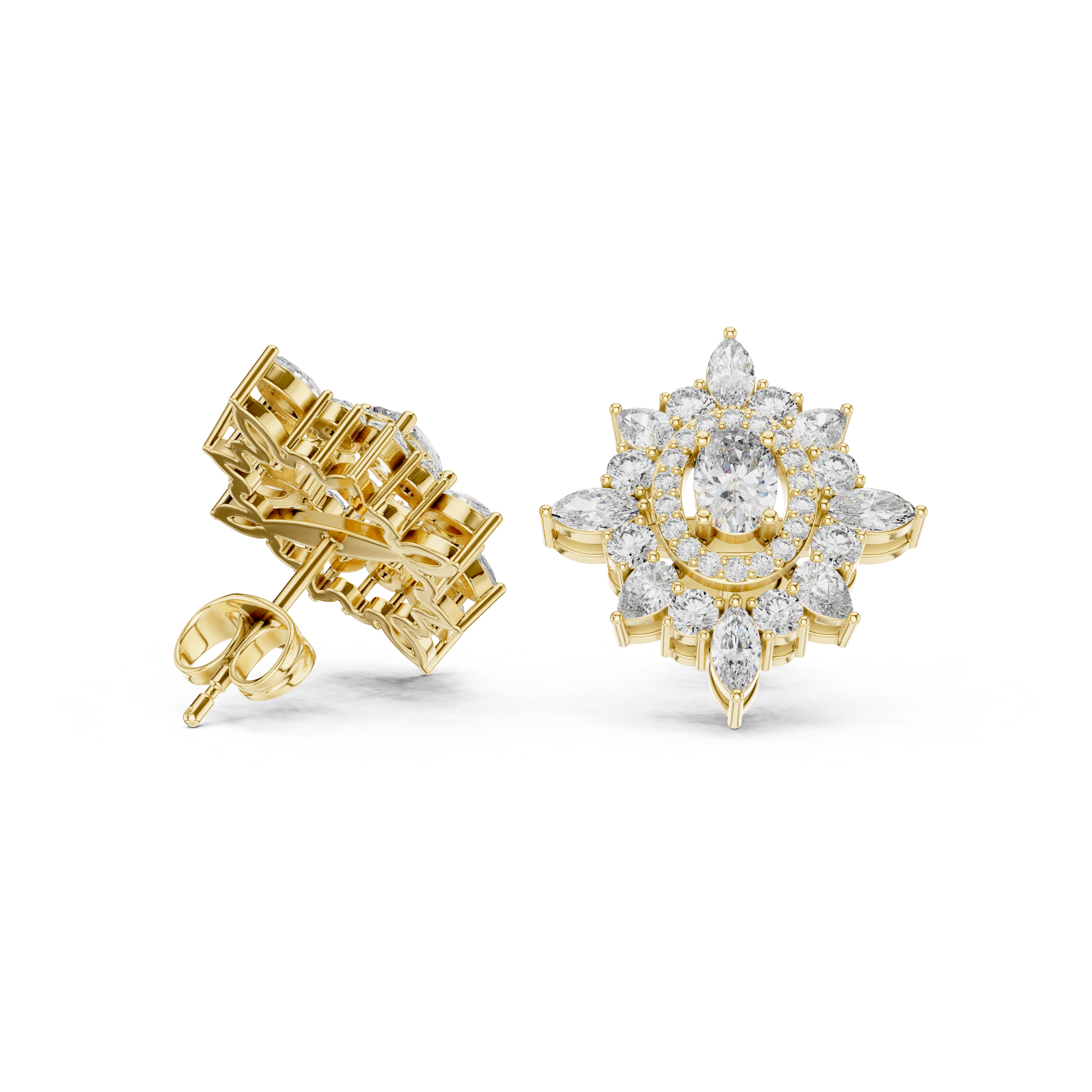 1.94ct Natural Diamond Stud Earrings – Multi-Shape Design, J/VS1 Quality