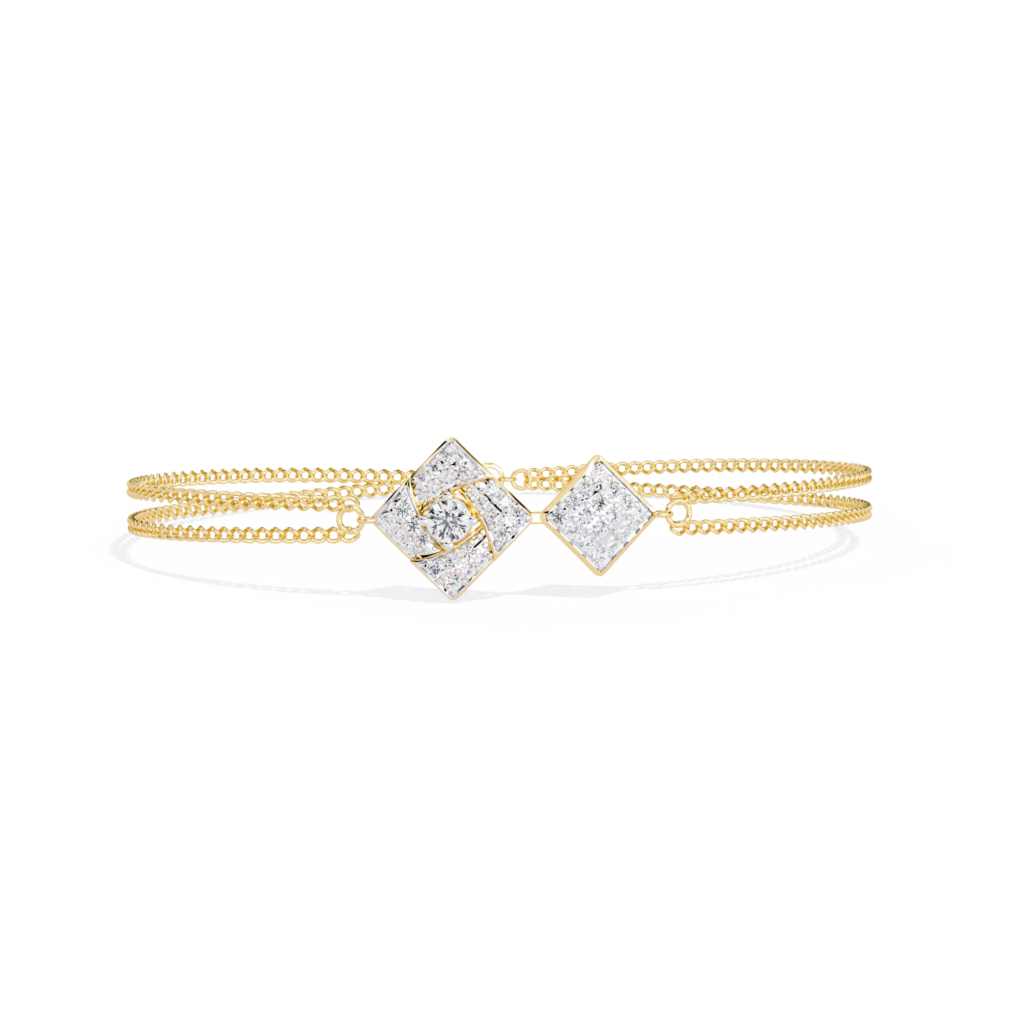 Solitairekart 0.54ct Diamond Duo Natural Diamond Square Bracelet-HI Color, VS-SI Clarity