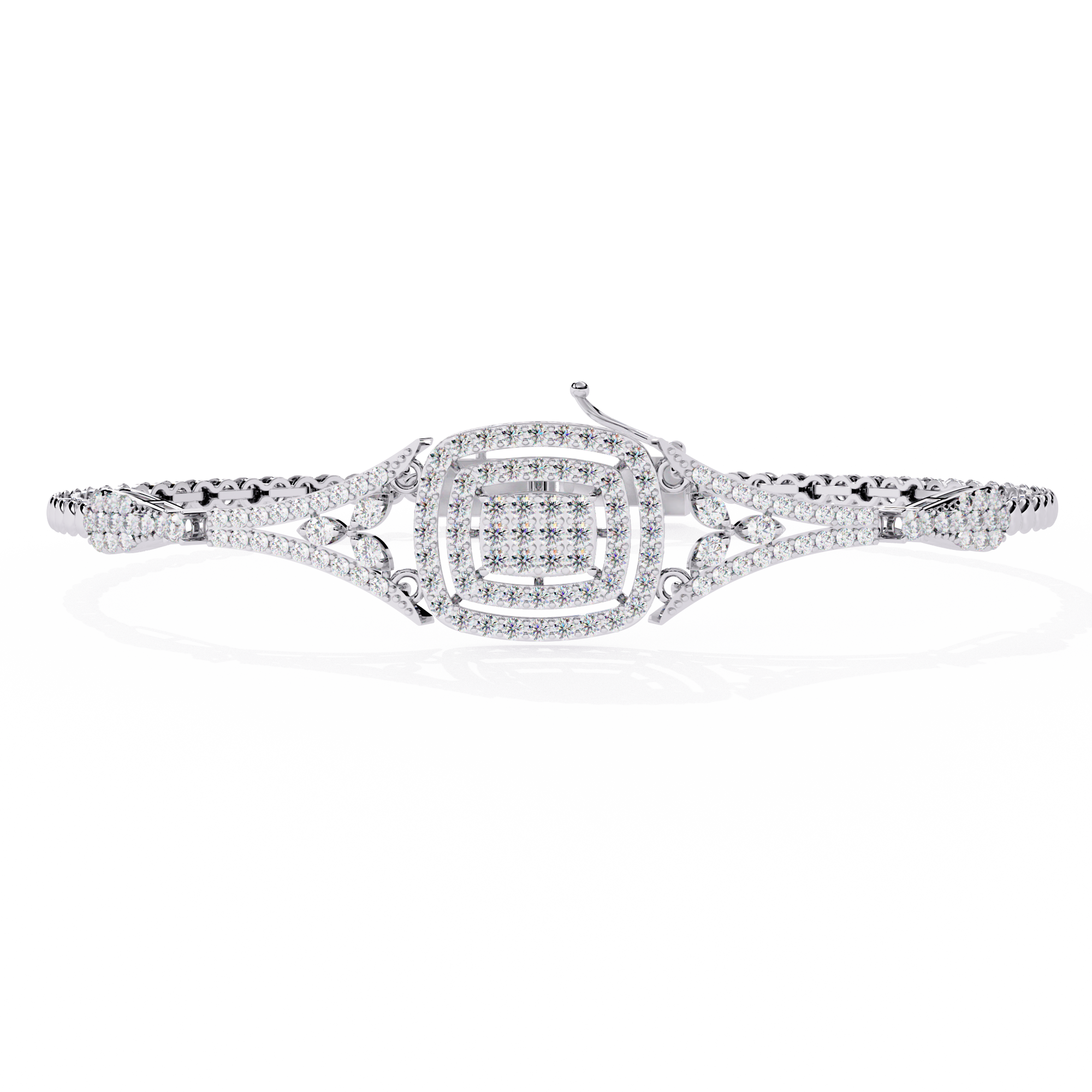 Solitairekart 1.07ctCubic Halo Natural Diamond Bracelet-HI Color, VS-SI Clarity