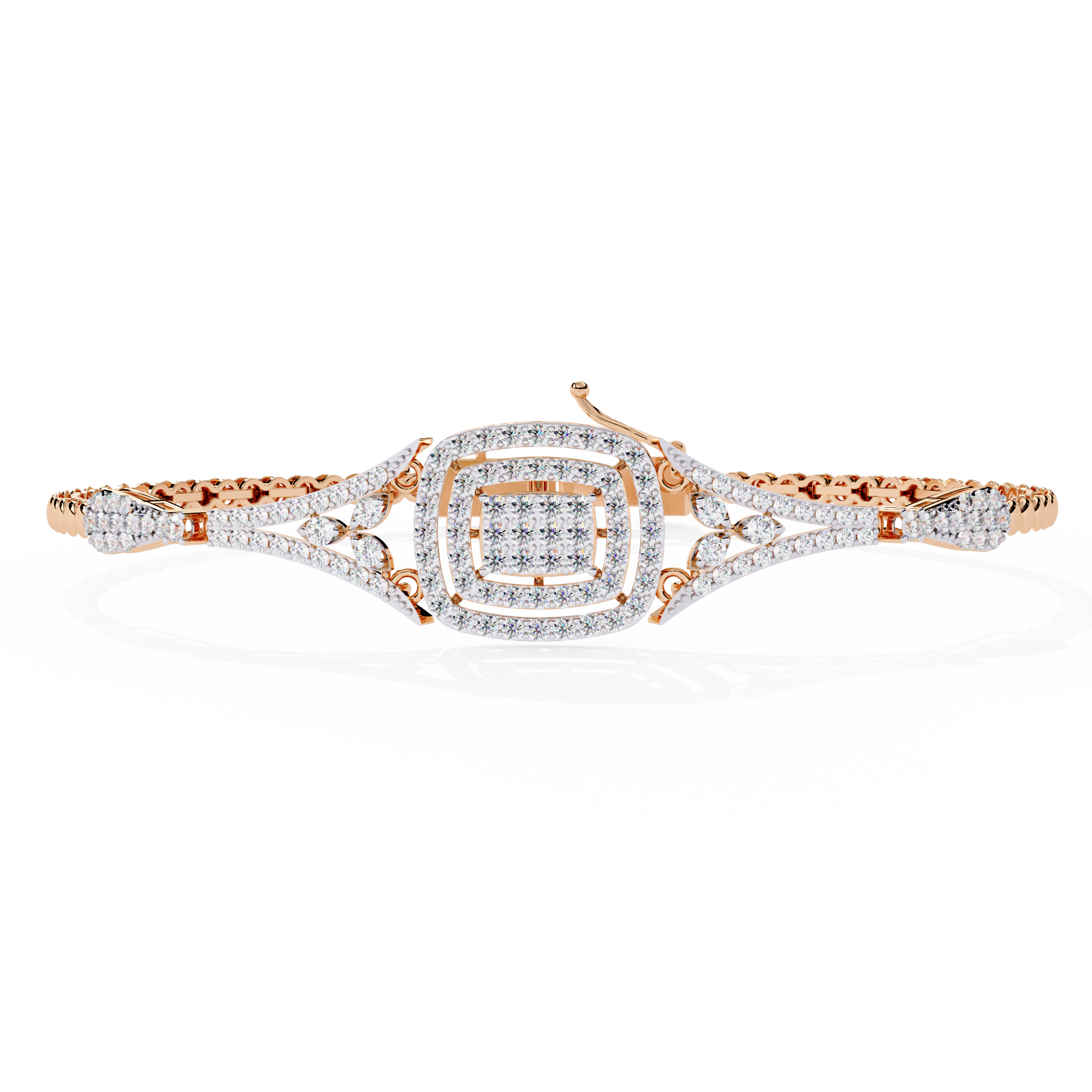 Solitairekart 1.07ctCubic Halo Natural Diamond Bracelet-HI Color, VS-SI Clarity