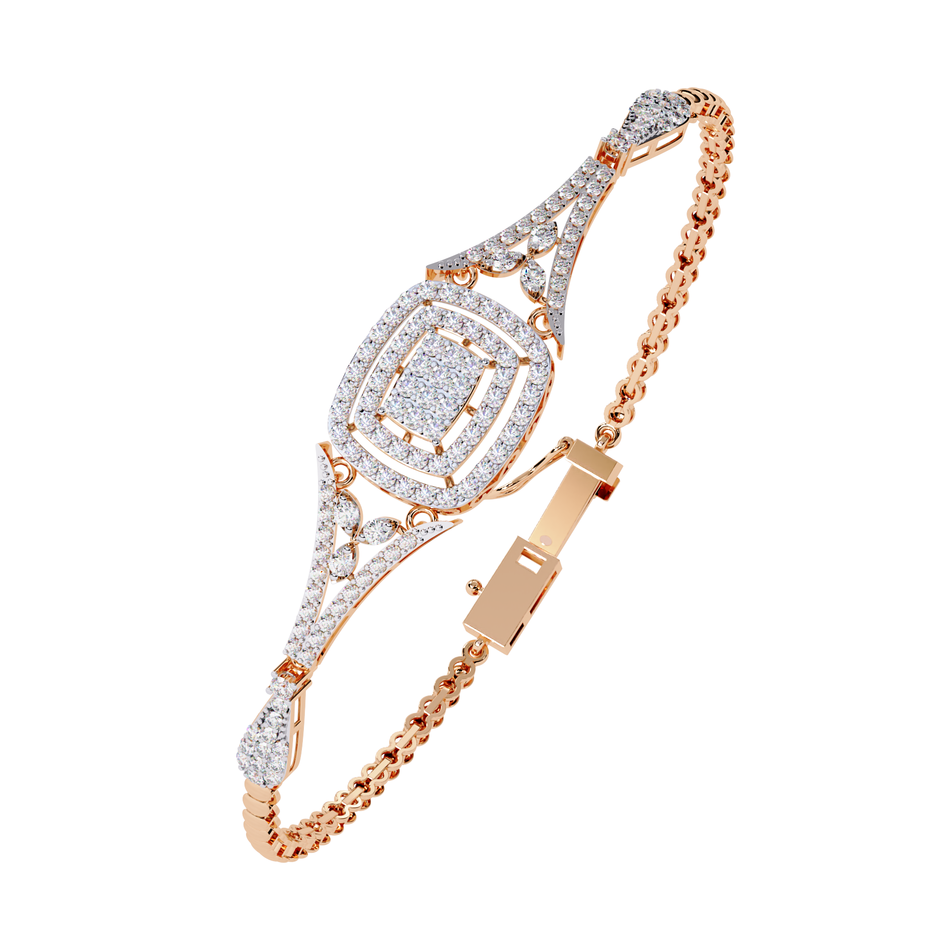 Solitairekart 1.07ctCubic Halo Natural Diamond Bracelet-HI Color, VS-SI Clarity