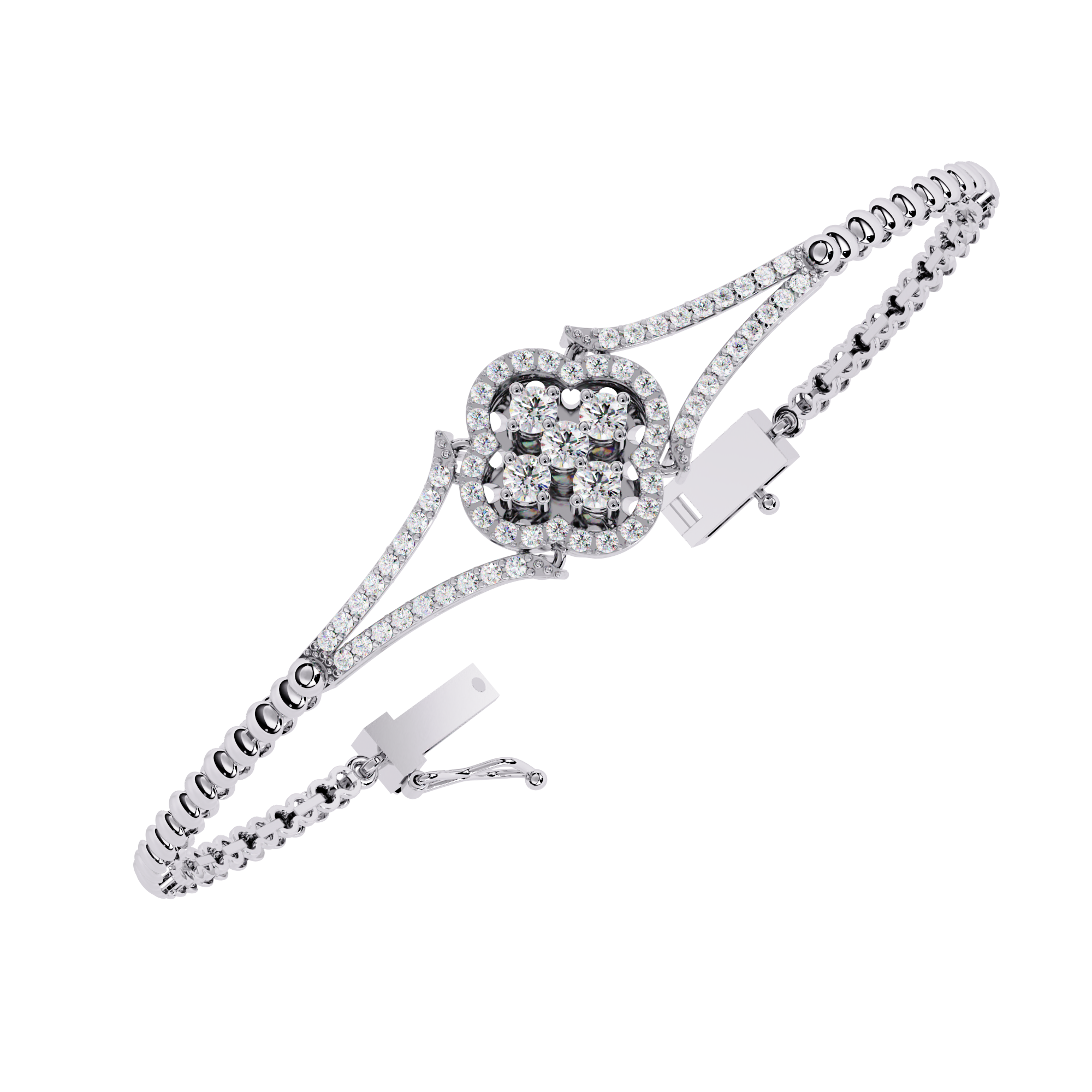 Solitairekart 0.5ct Clover Natural Diamond Bracelet-HI Color, VS-SI Clarity